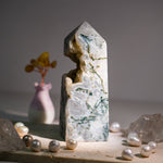 Moss Agate Tower-Helmsman Crystal