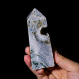 Moss Agate Tower-Helmsman Crystal