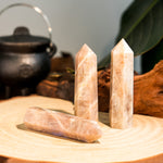 Peach Moonstone Point-Helmsman Crystal