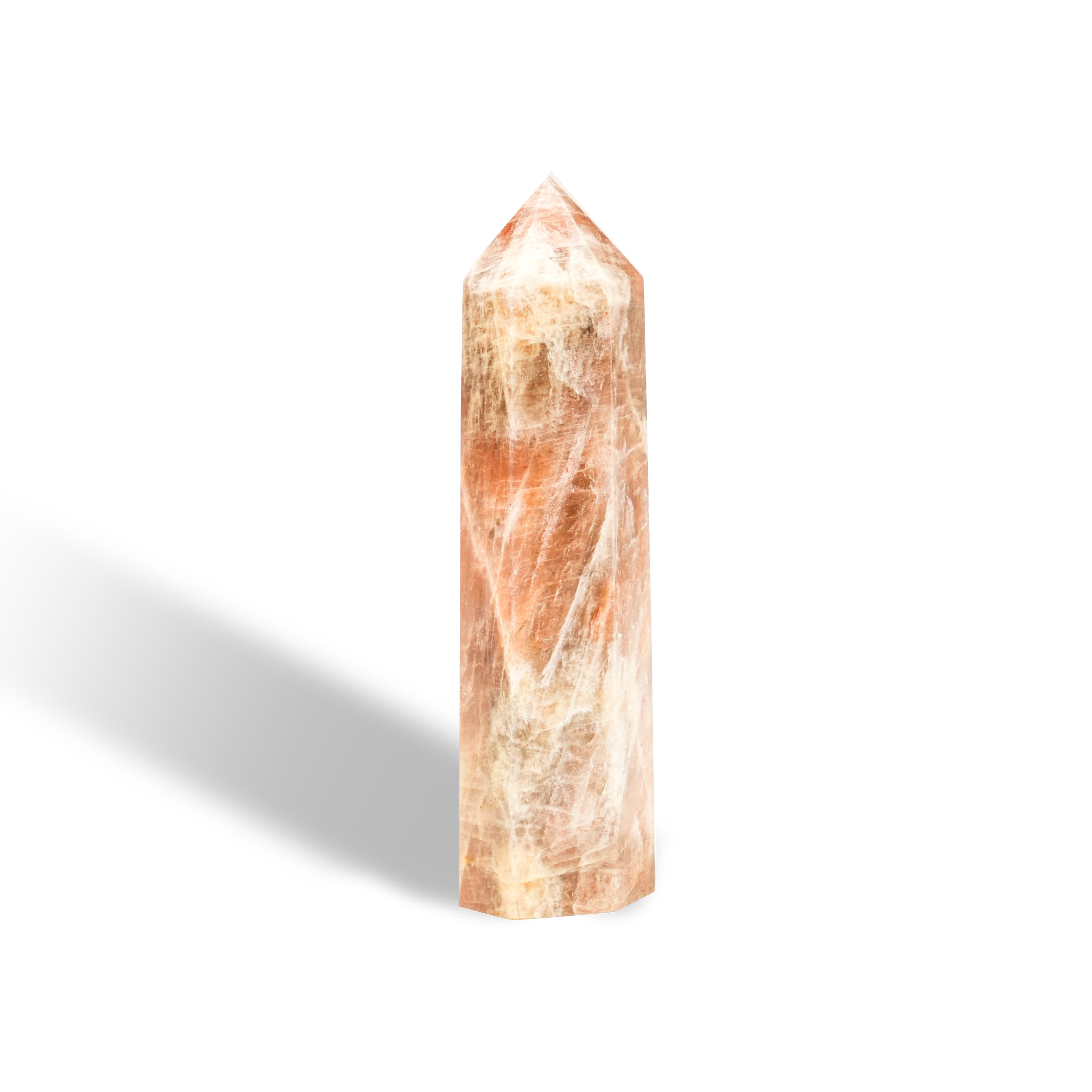 Peach Moonstone Point-Helmsman Crystal