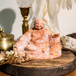 Pink Agate Maitreya Buddha Carving-Helmsman Crystal