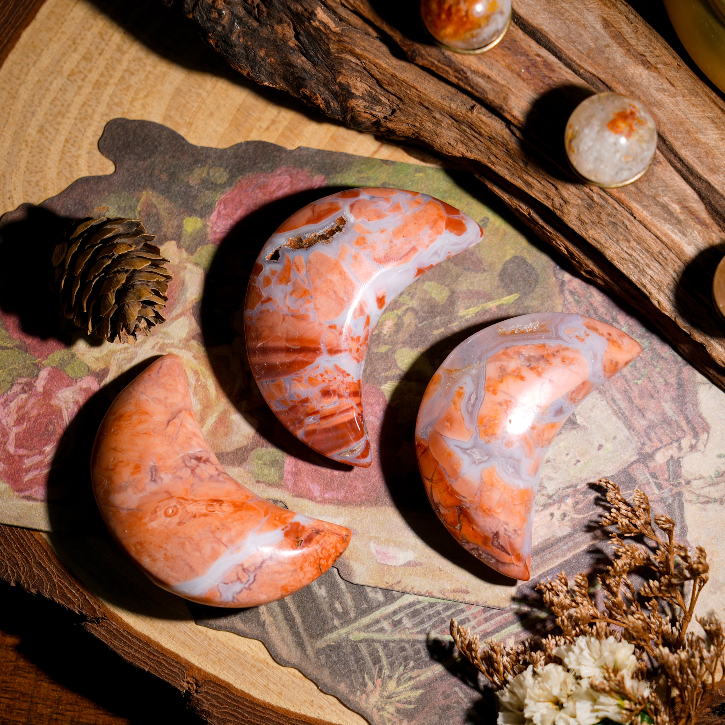 Pink Agate Moon-Helmsman Crystal