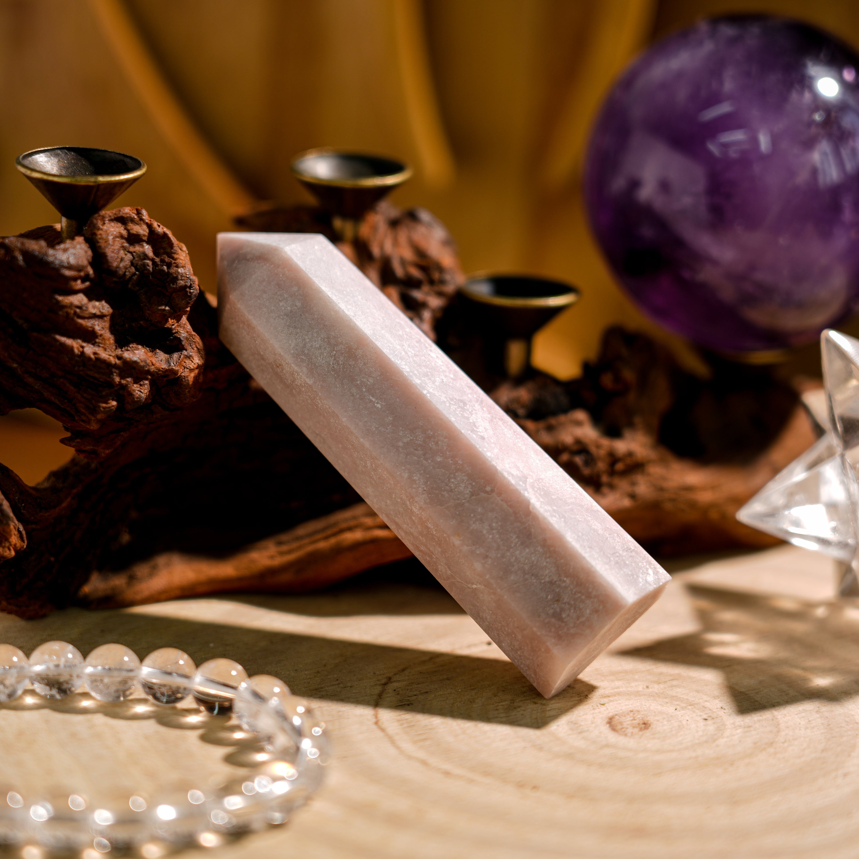 Pink Opal Point-Helmsman Crystal