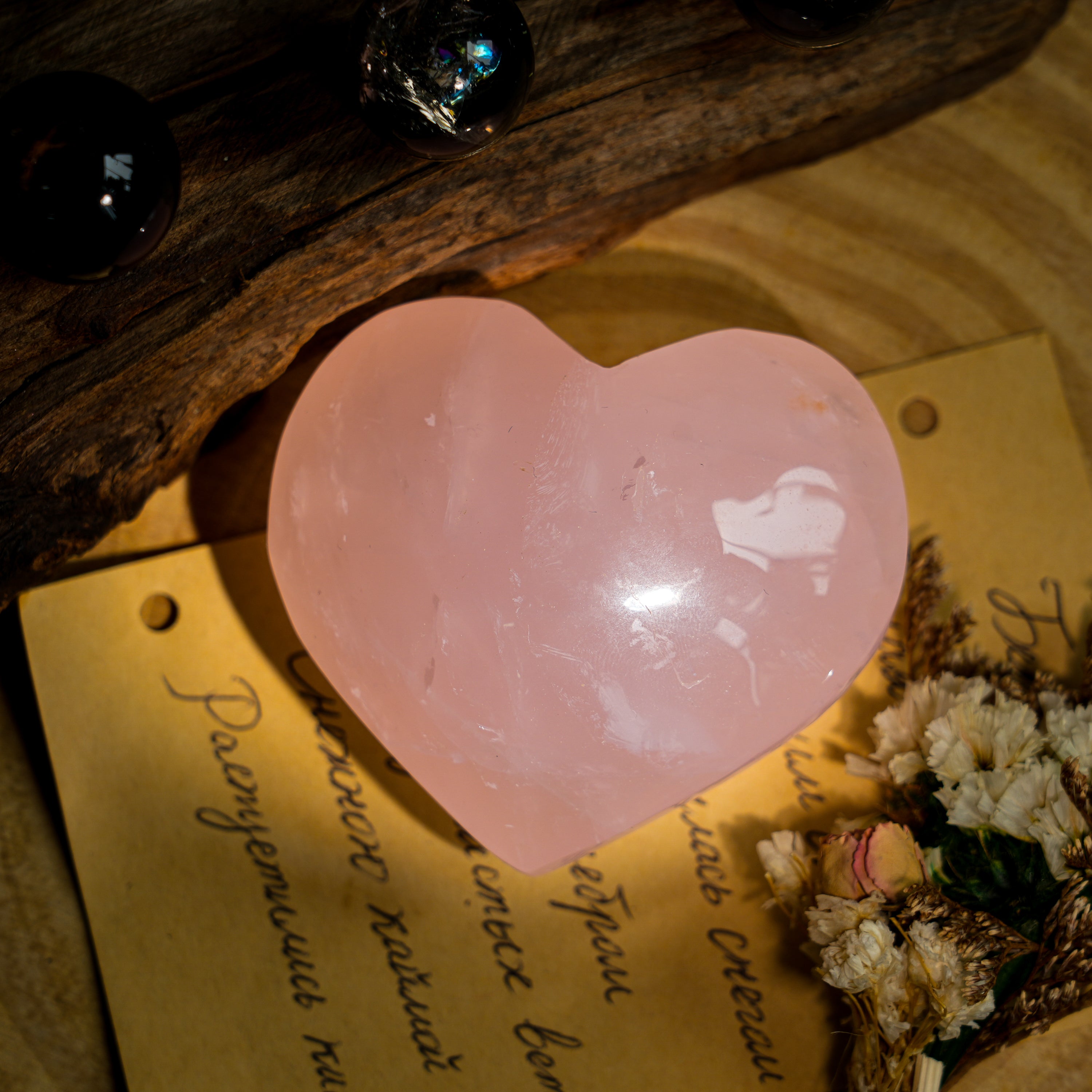 Pink Rose Quartz Heart-Helmsman Crystal