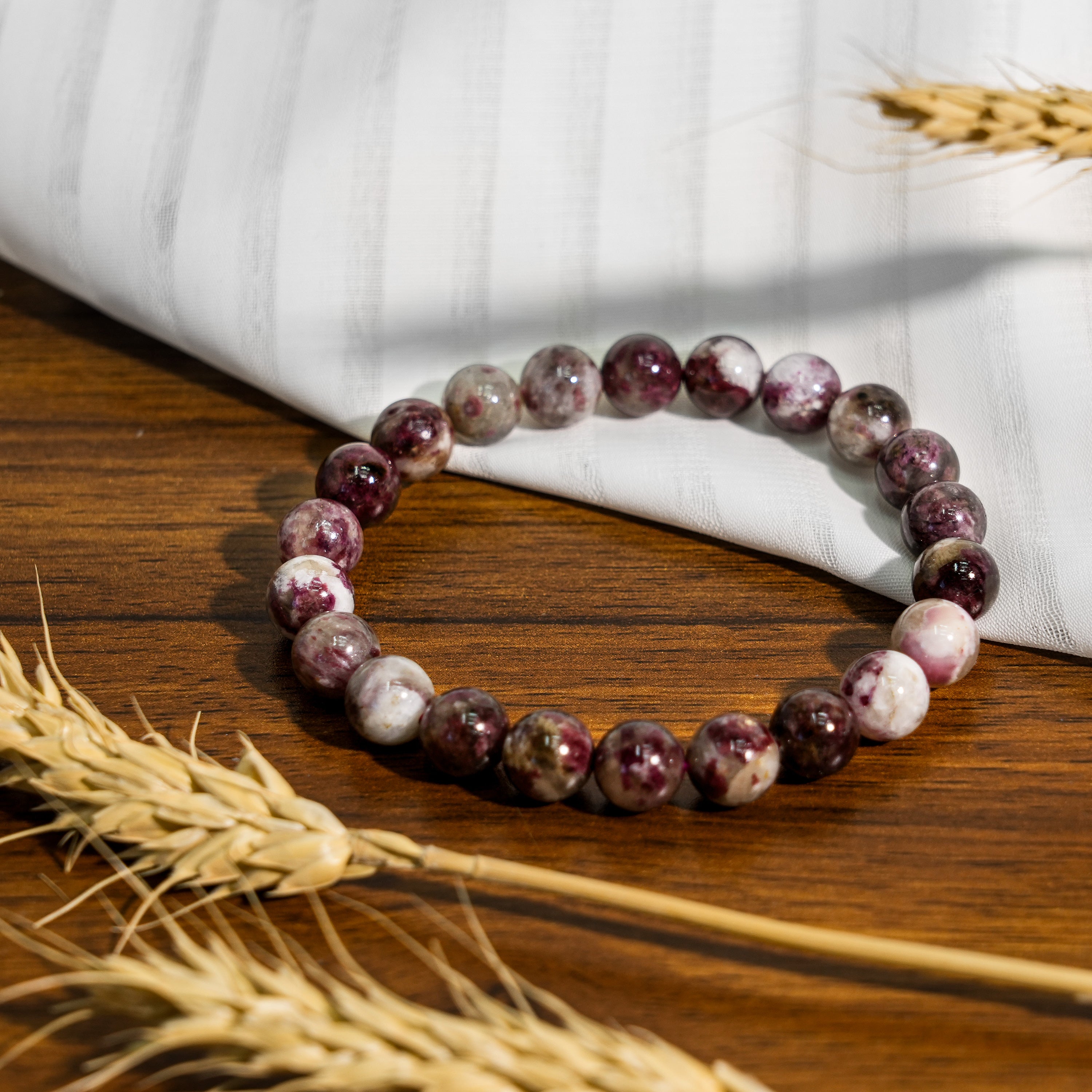 Plum Blossom Tourmaline Bracelet-Helmsman Crystal