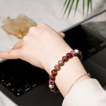 Plum Blossom Tourmaline Bracelet-Helmsman Crystal