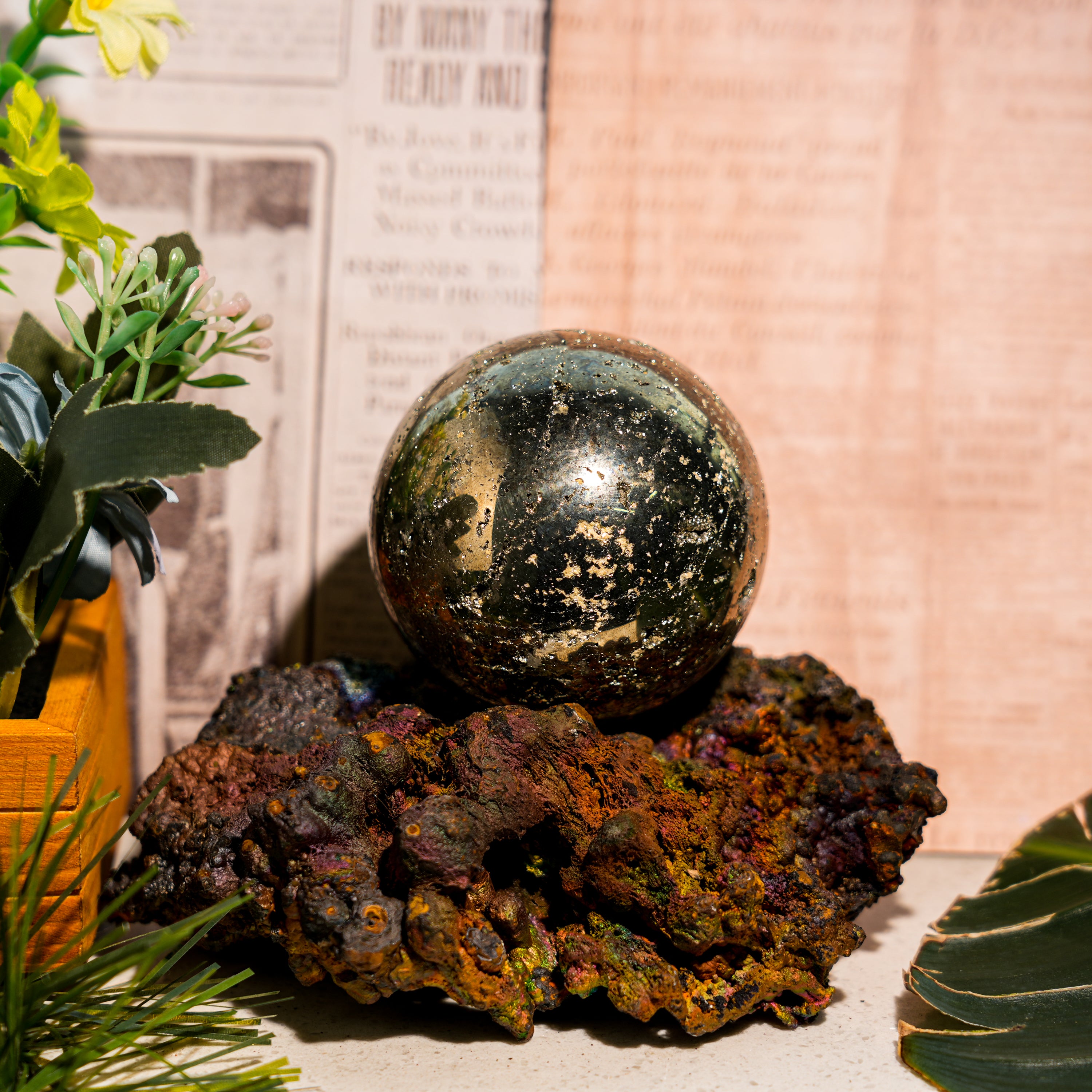 Pyrite Sphere-Helmsman Crystal