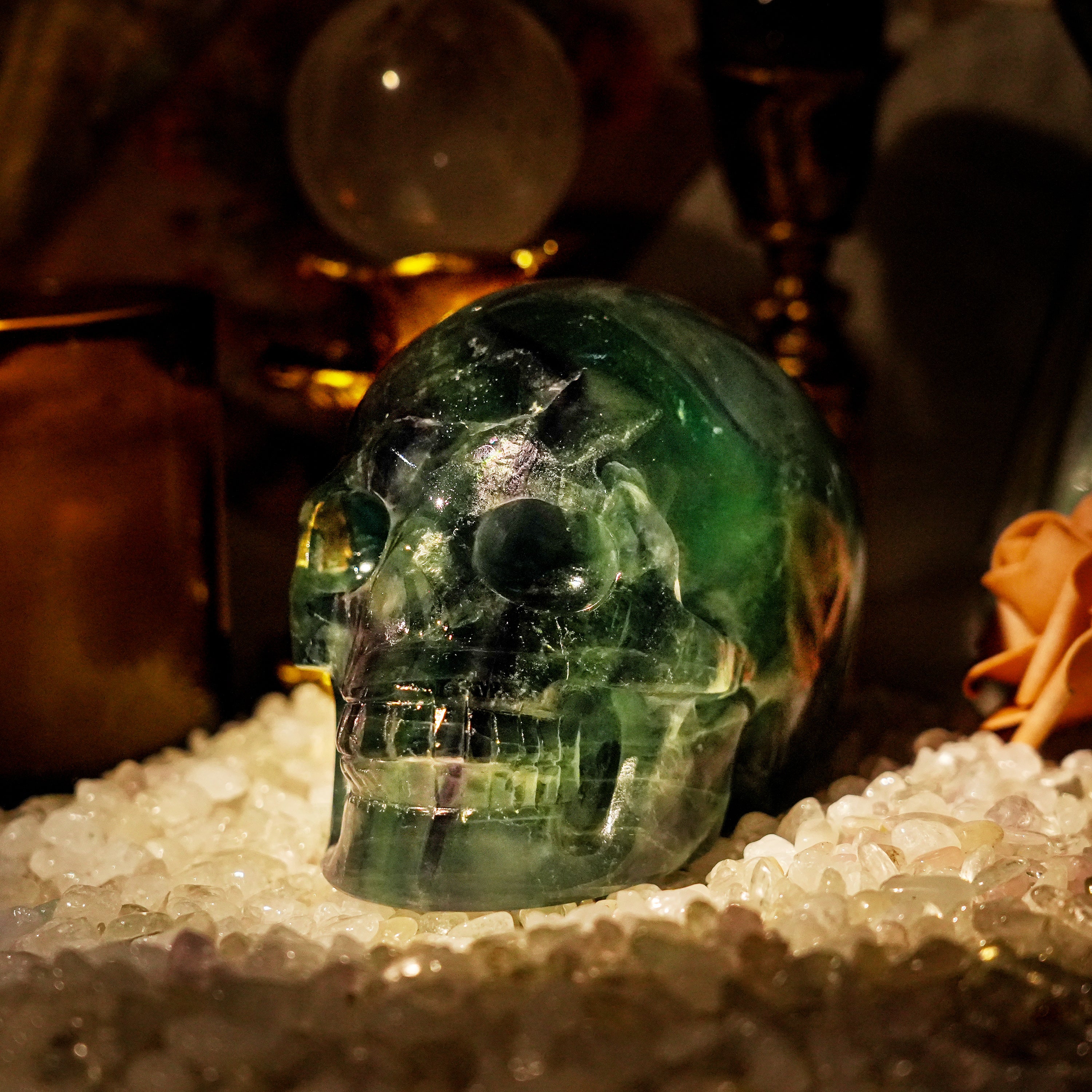 Rainbow Fluorite Crystal Skull-Helmsman Crystal