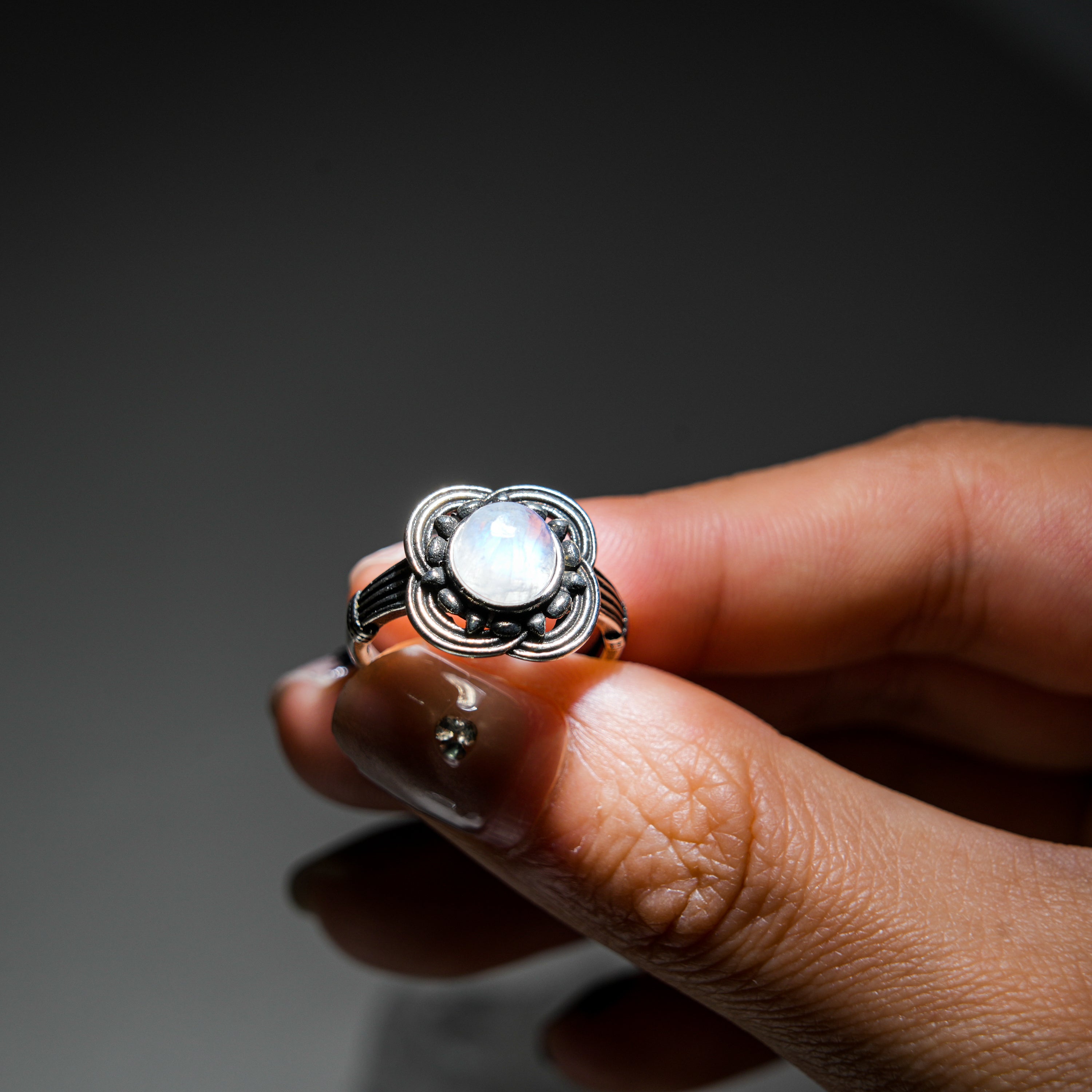 Moonstone Ring-Helmsman Crystal