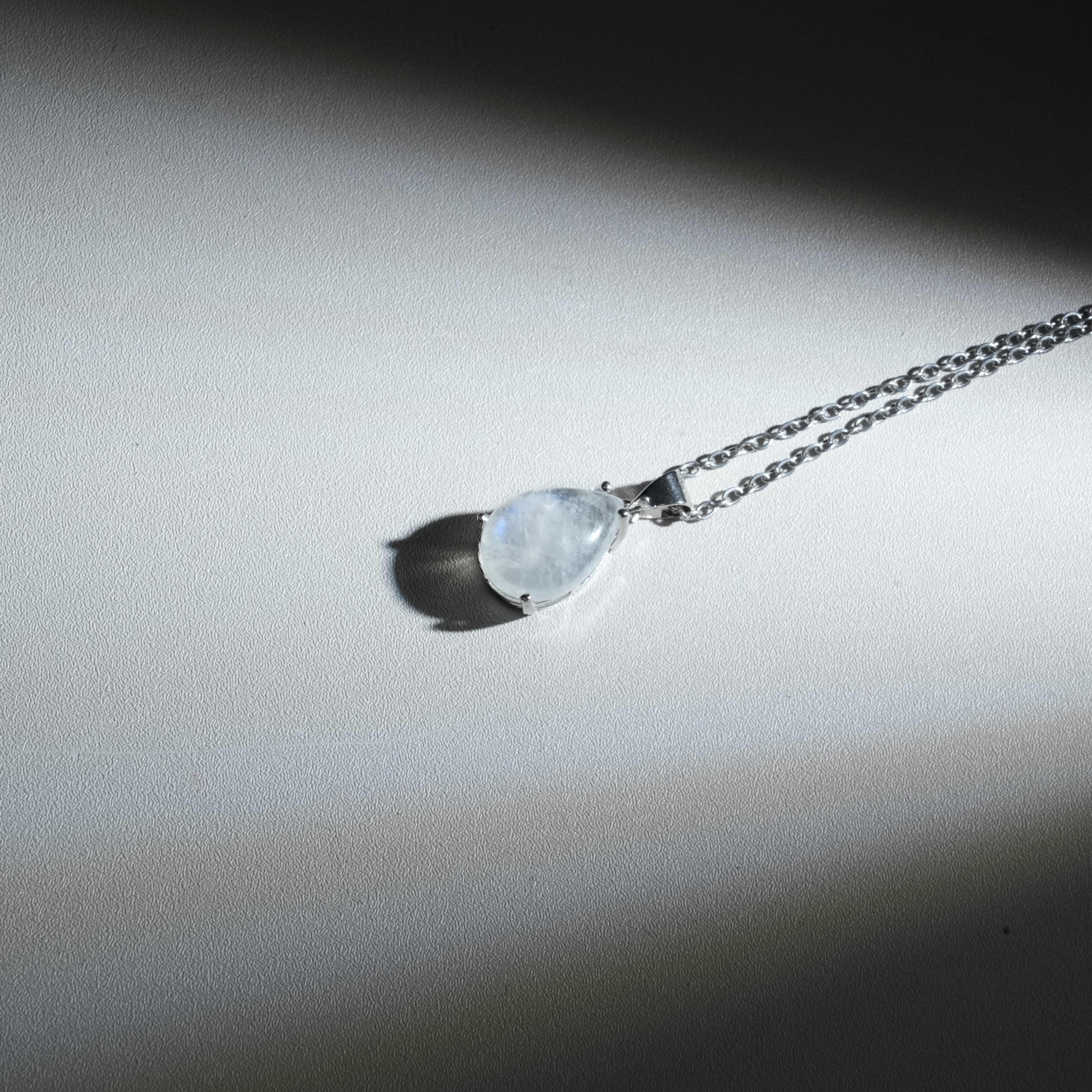 Moonstone Teardrop Pendant Necklace-Helmsman Crystal