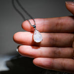 Moonstone Teardrop Pendant Necklace-Helmsman Crystal