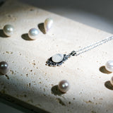 Moonstone Teardrop Pendant Necklace-Helmsman Crystal