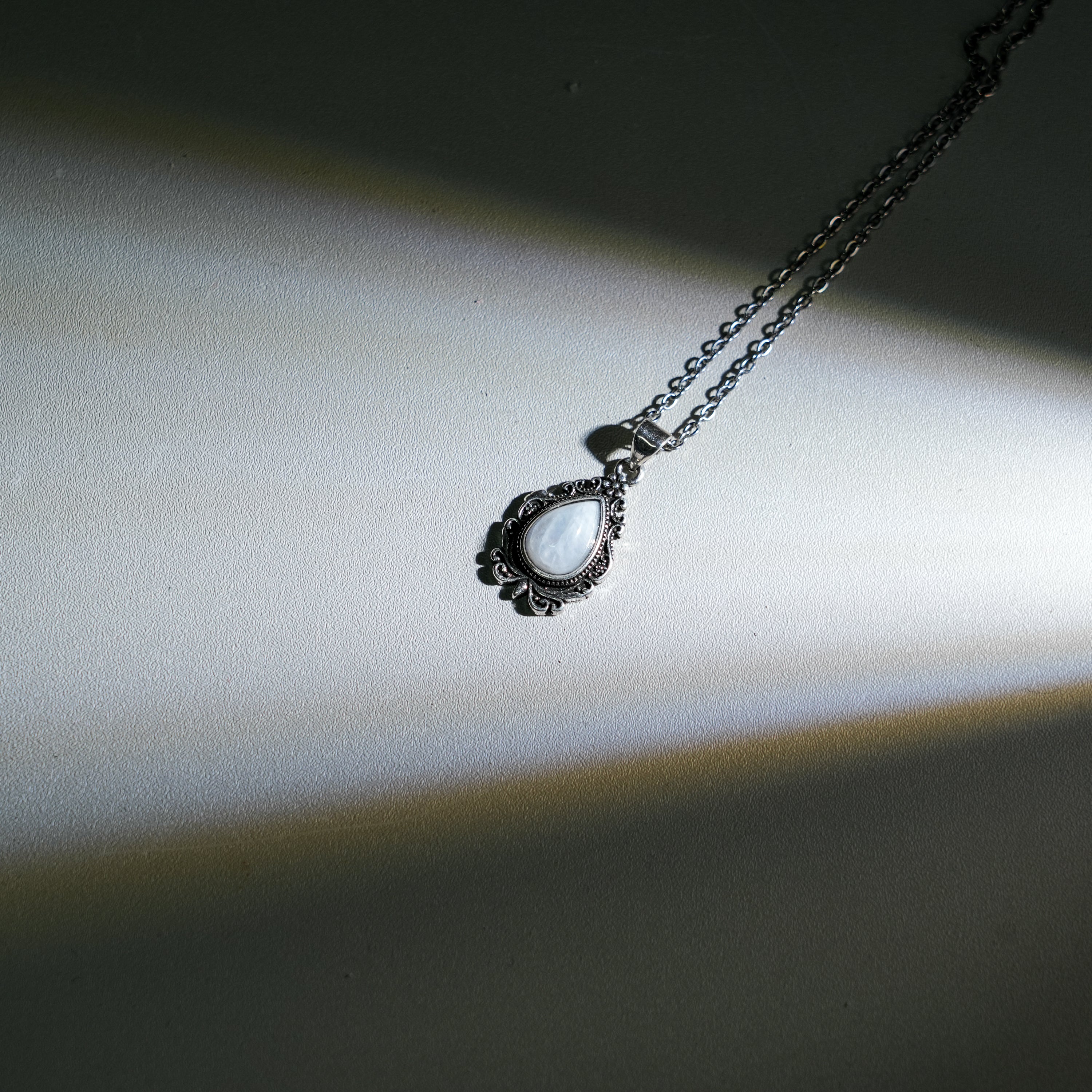 Moonstone Teardrop Pendant Necklace-Helmsman Crystal