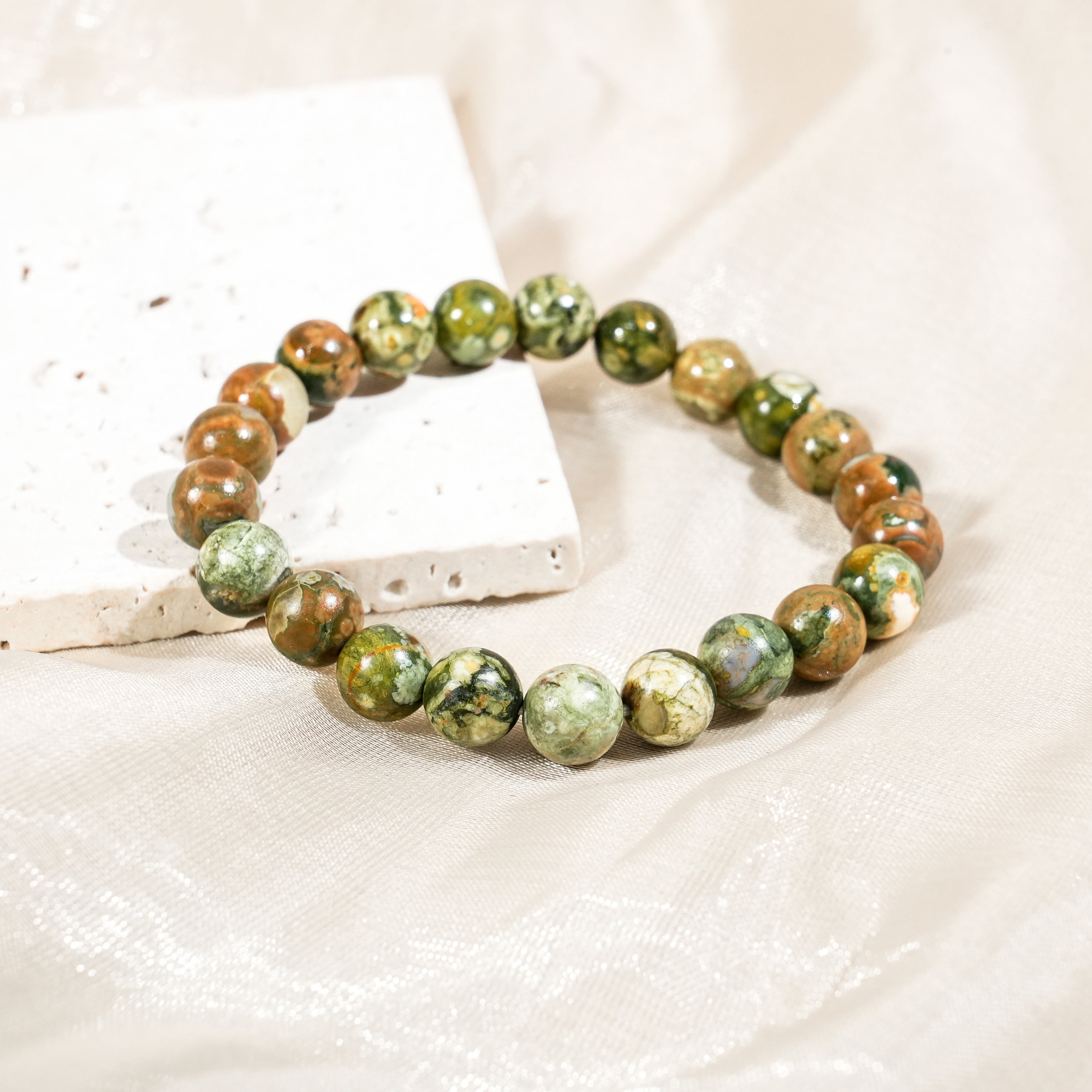 Rhyolite Beads Bracelet-Helmsman Crystal