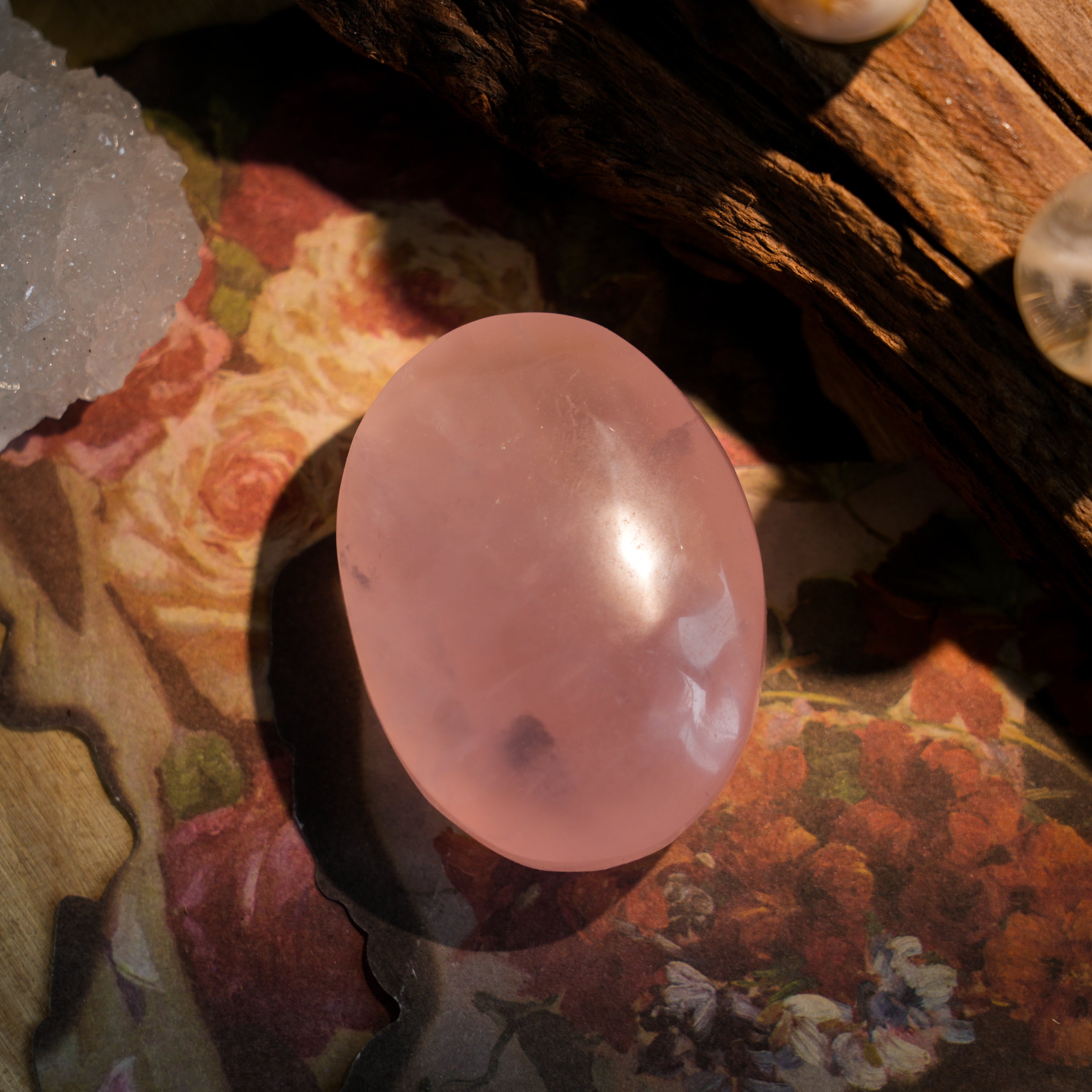 Rose Quartz Palm Stone-Helmsman Crystal