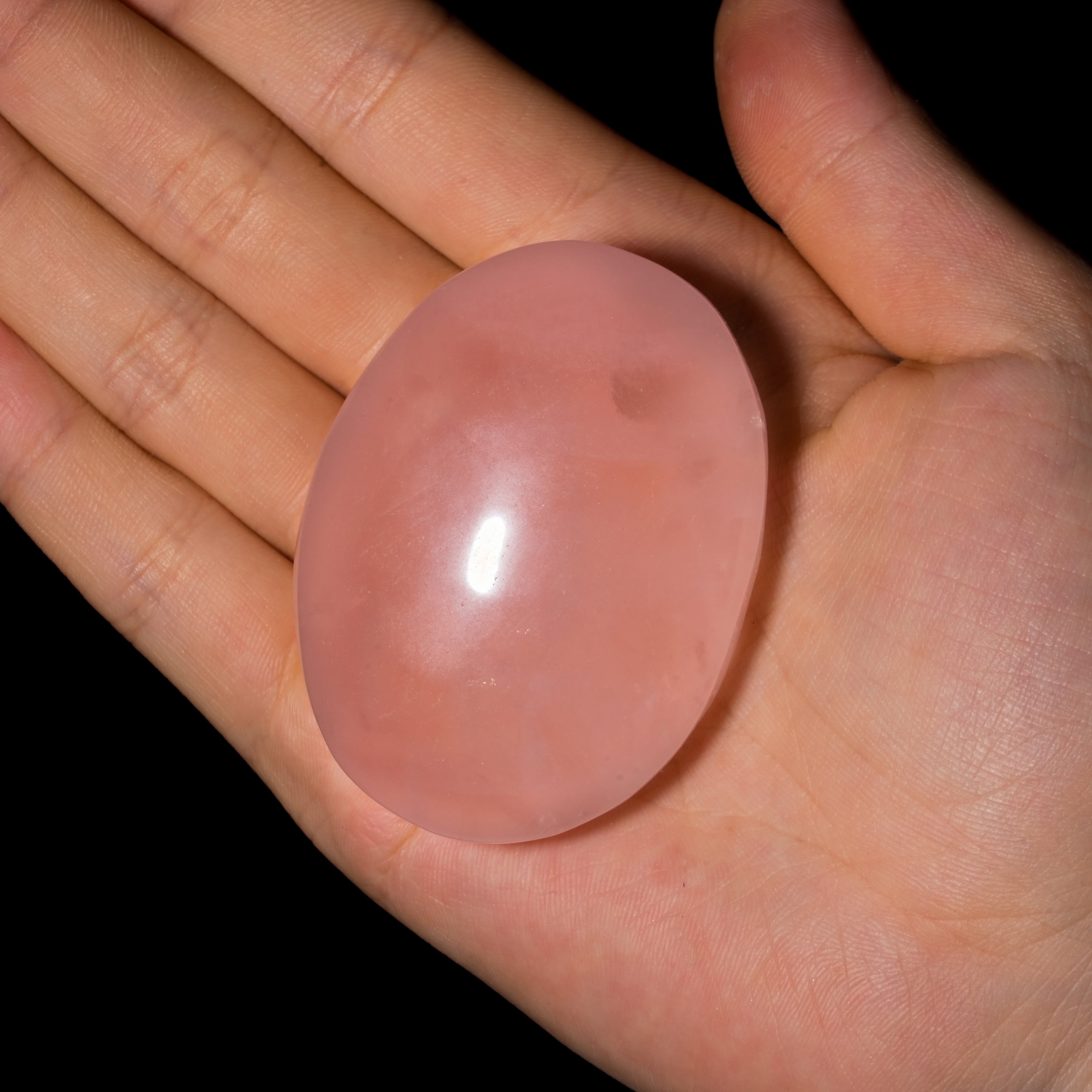 Rose Quartz Palm Stone-Helmsman Crystal