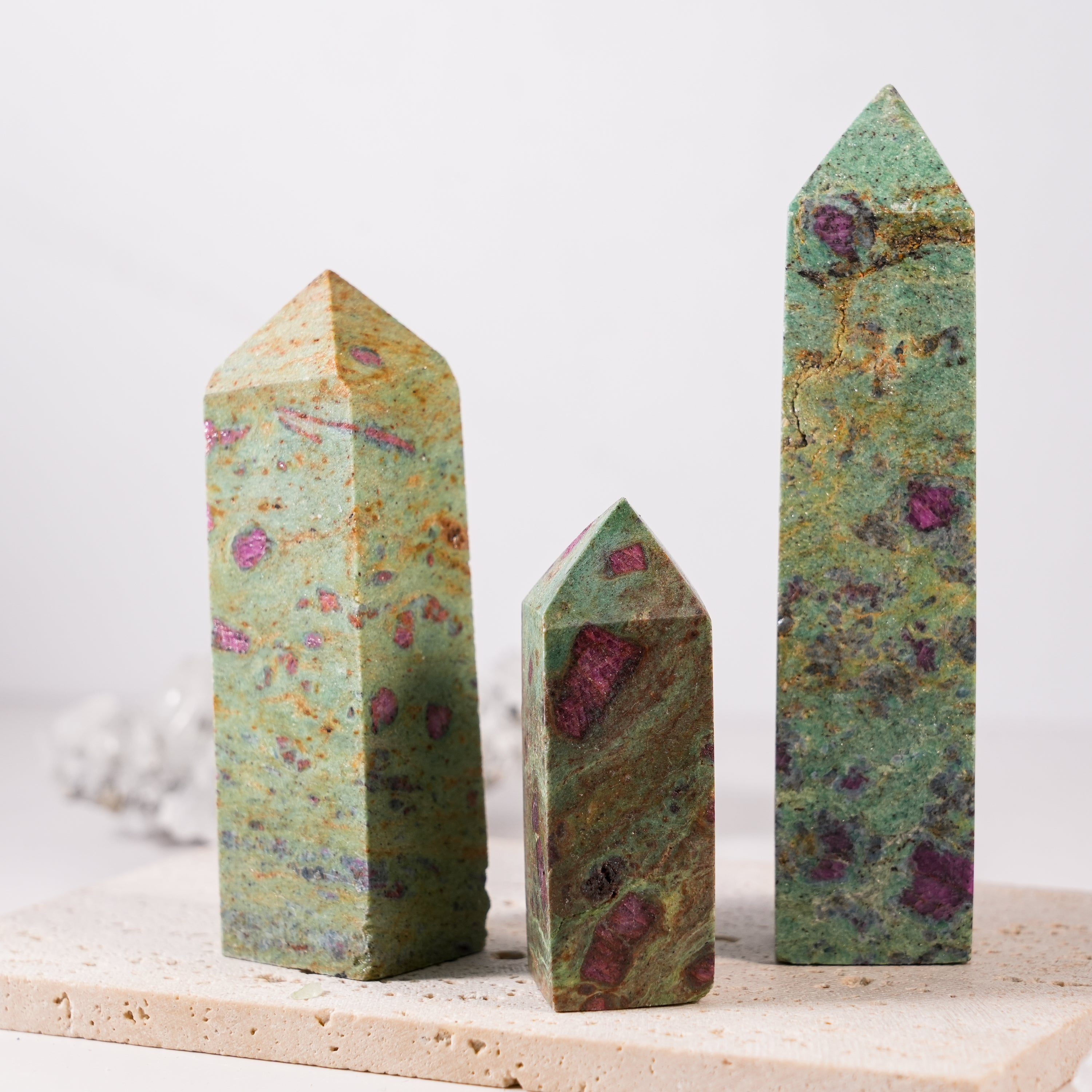 Ruby Fuchsite Tower-Helmsman Crystal