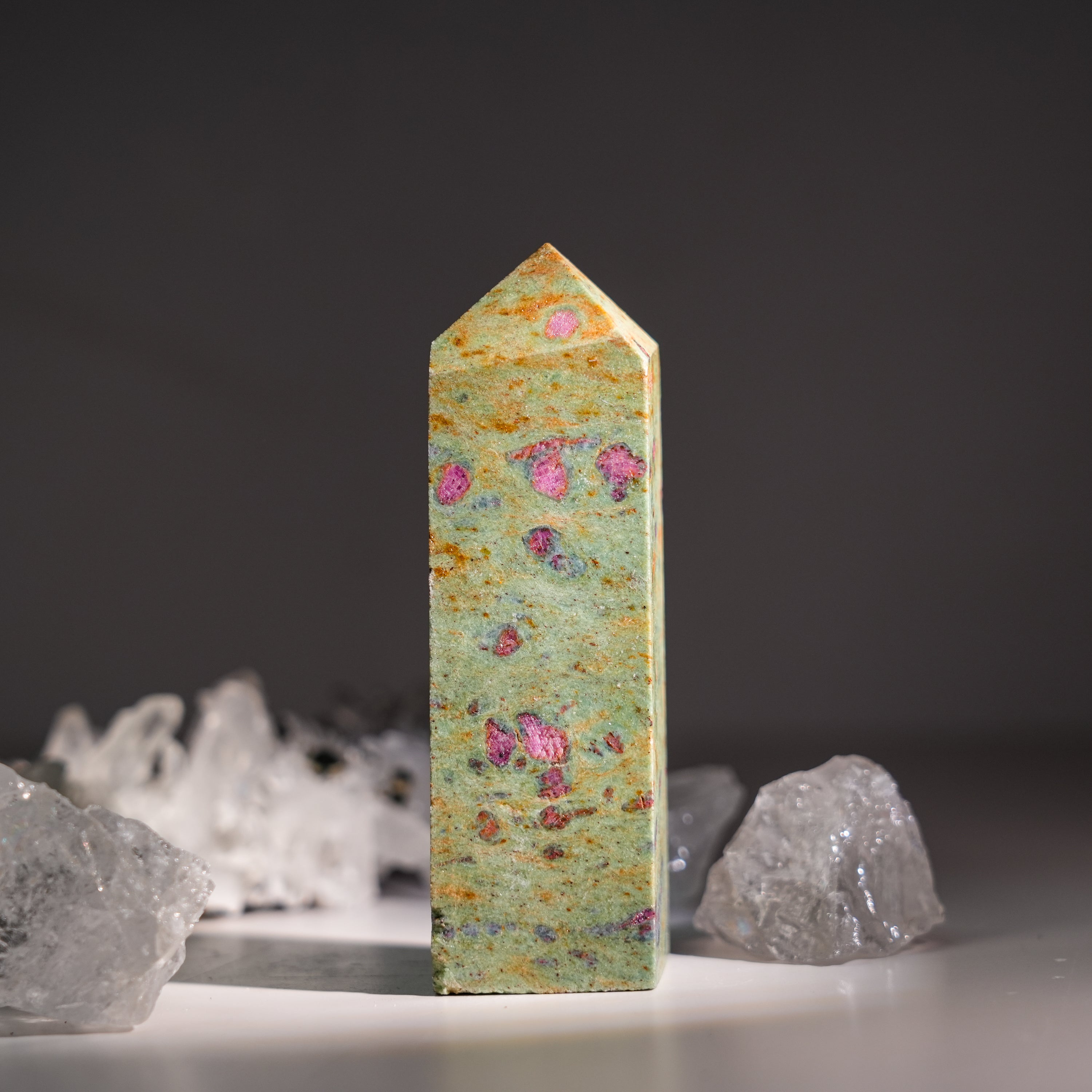 Ruby Fuchsite Tower-Helmsman Crystal