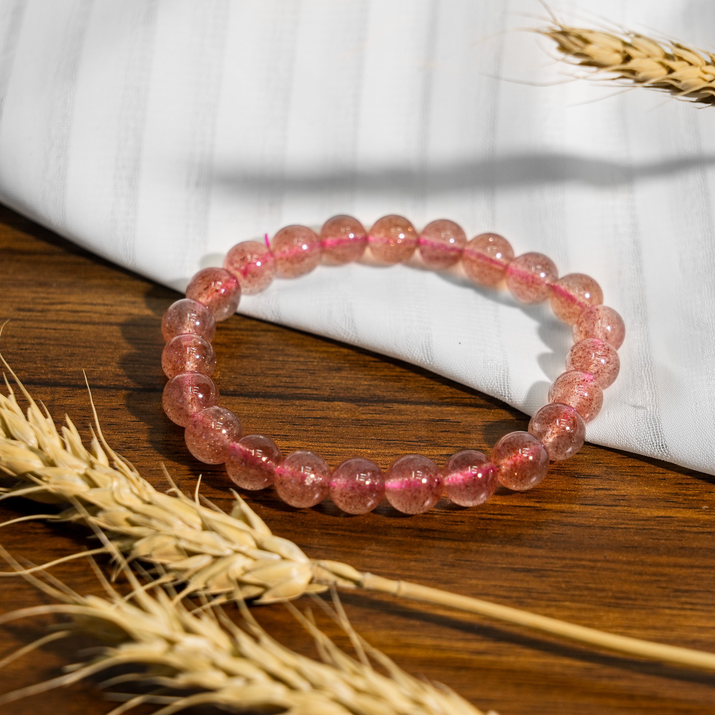 Strawberry Quartz Bracelet-Helmsman Crystal