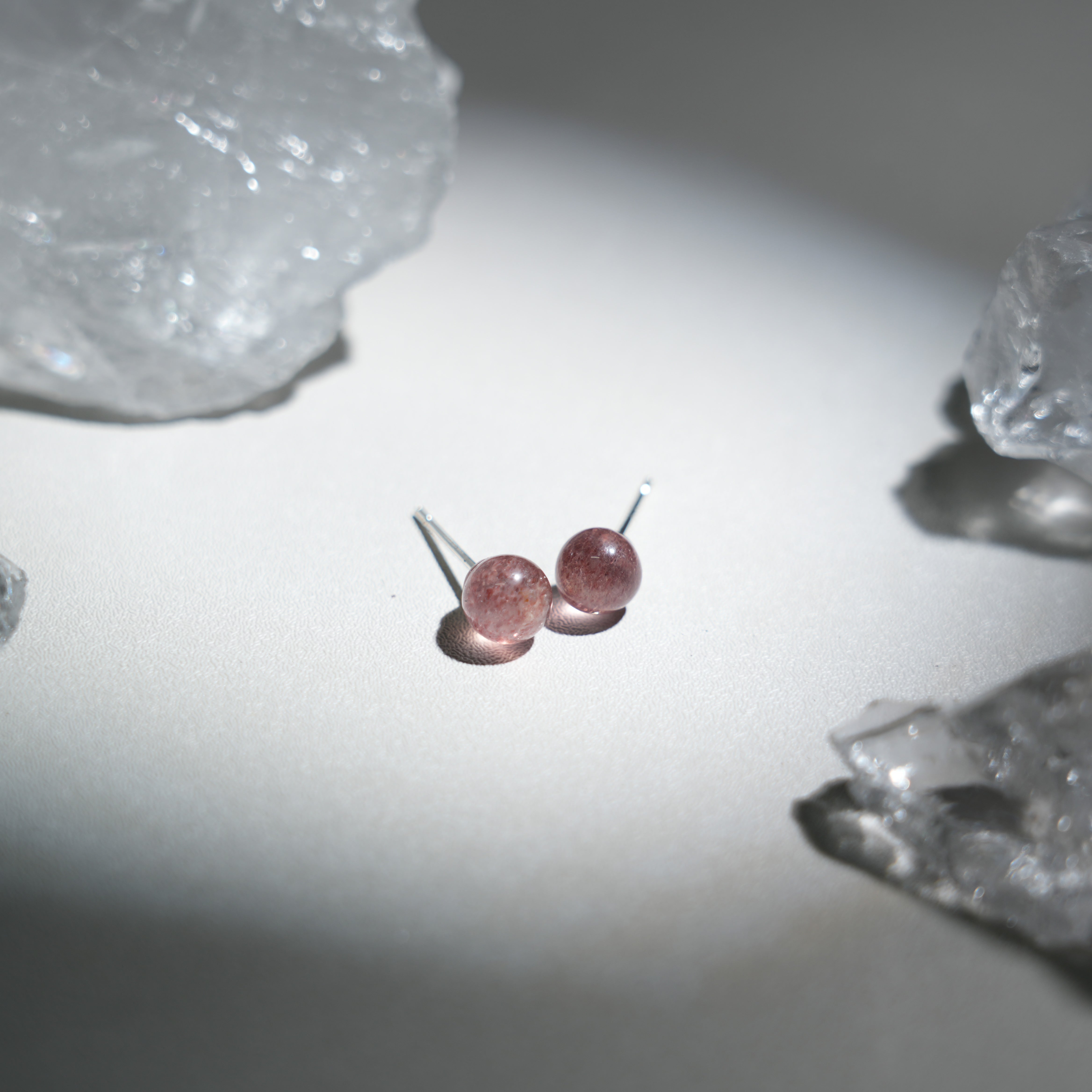 Strawberry Quartz Earrings-Helmsman Crystal