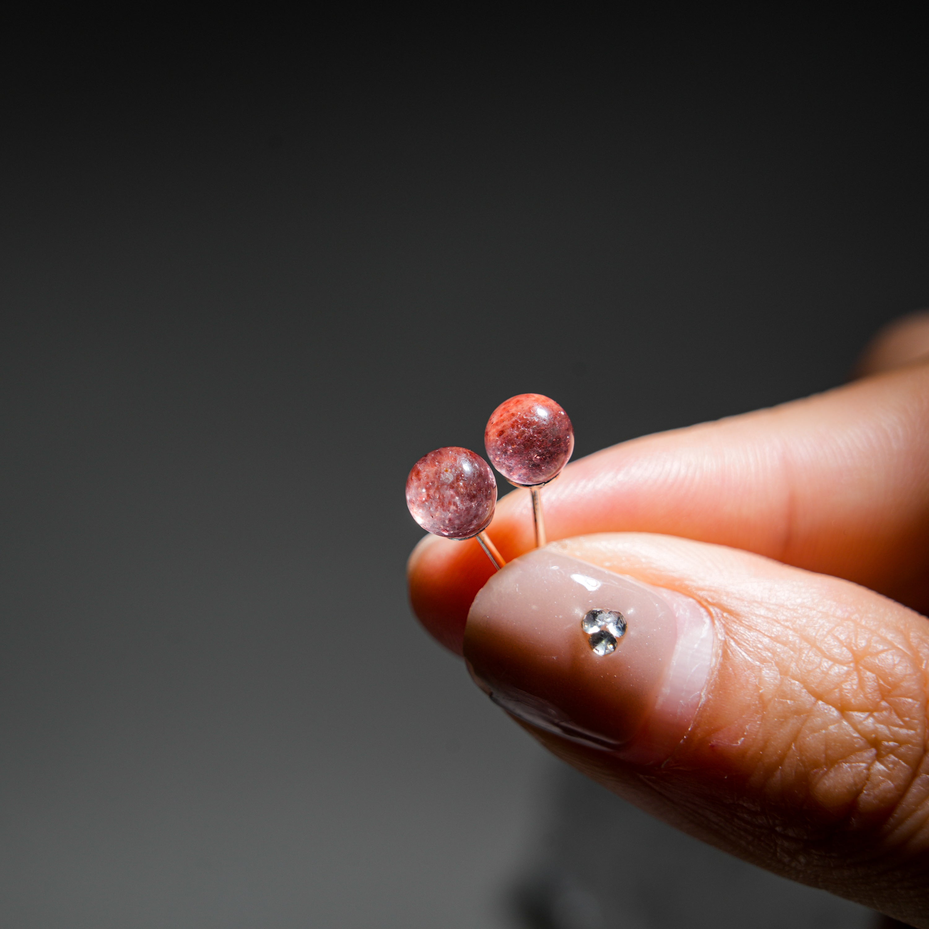 Strawberry Quartz Earrings-Helmsman Crystal
