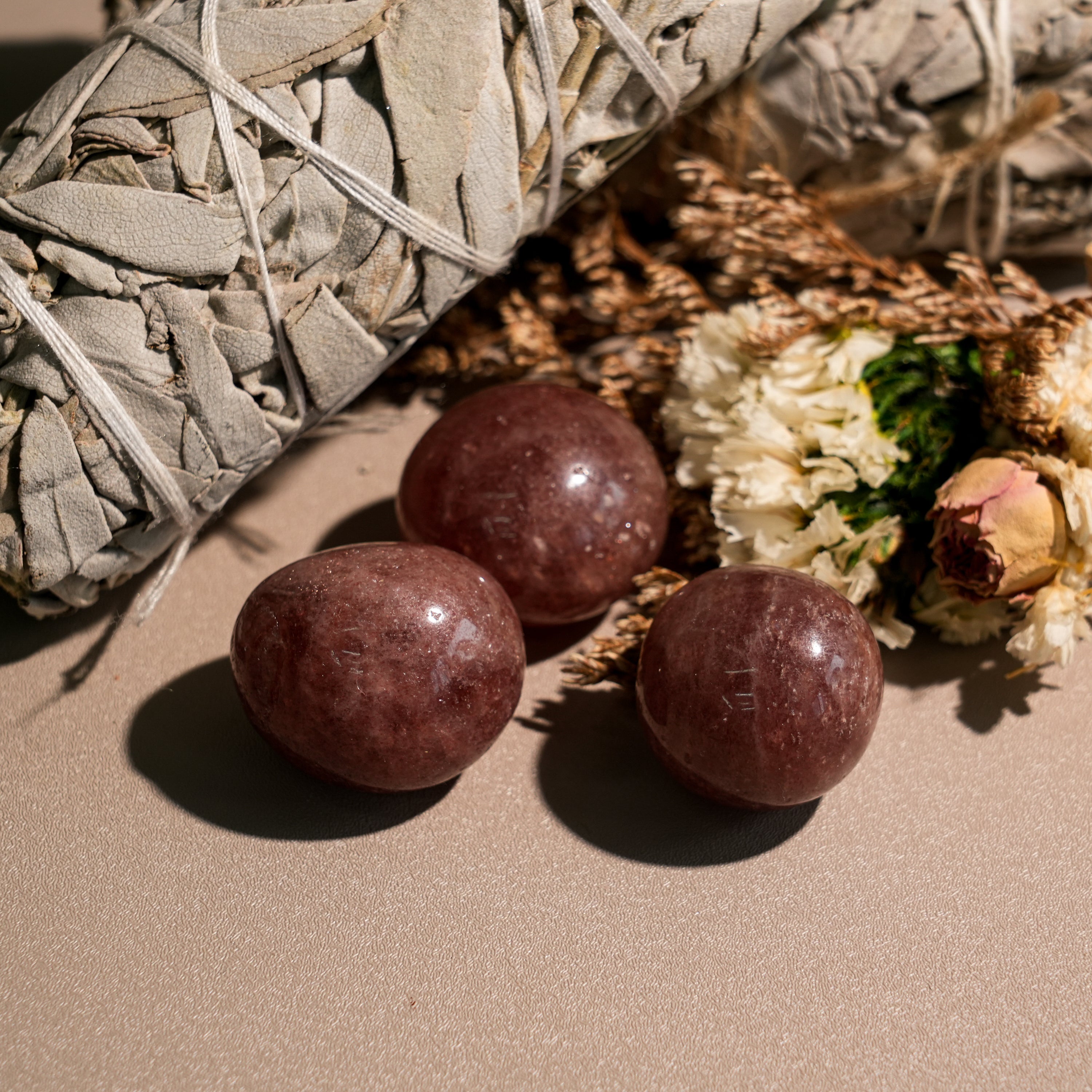 Strawberry Quartz Tumbled Stone Set-Helmsman Crystal