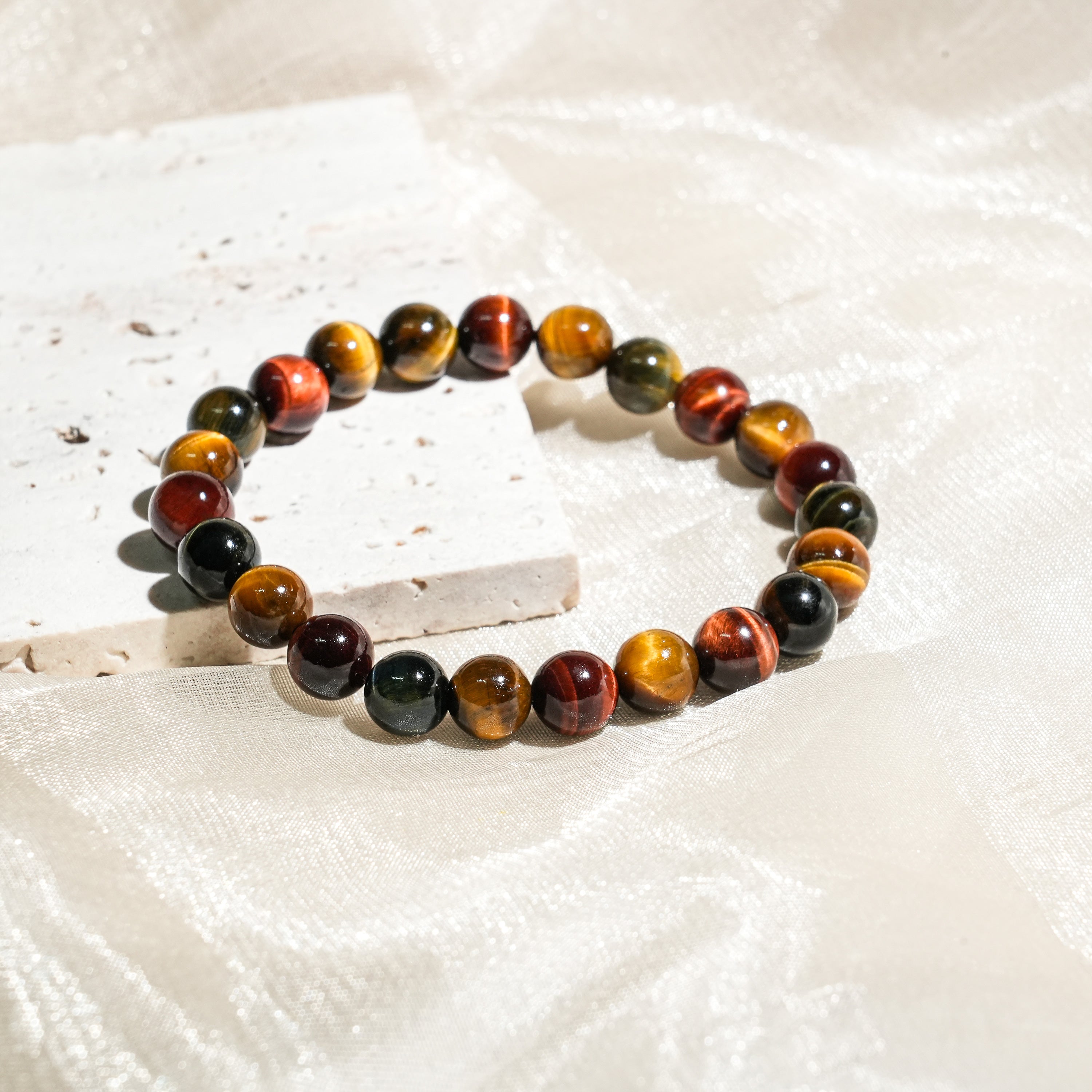 Tri-Color Tiger Eye Bracelet-Helmsman Crystal