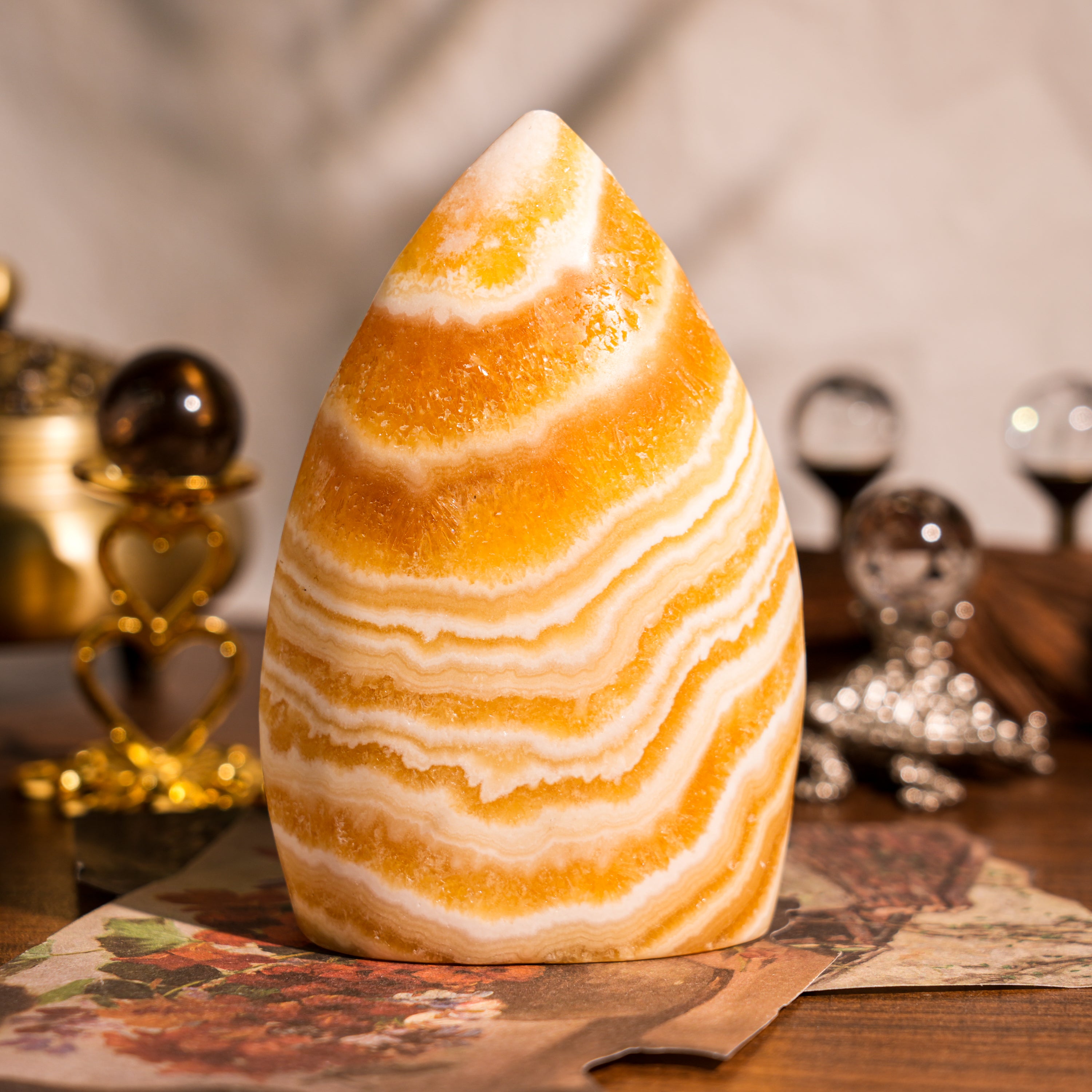 Yellow Calcite Flame Freeform-Helmsman Crystal