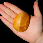 Yellow Calcite Palm Stone-Helmsman Crystal