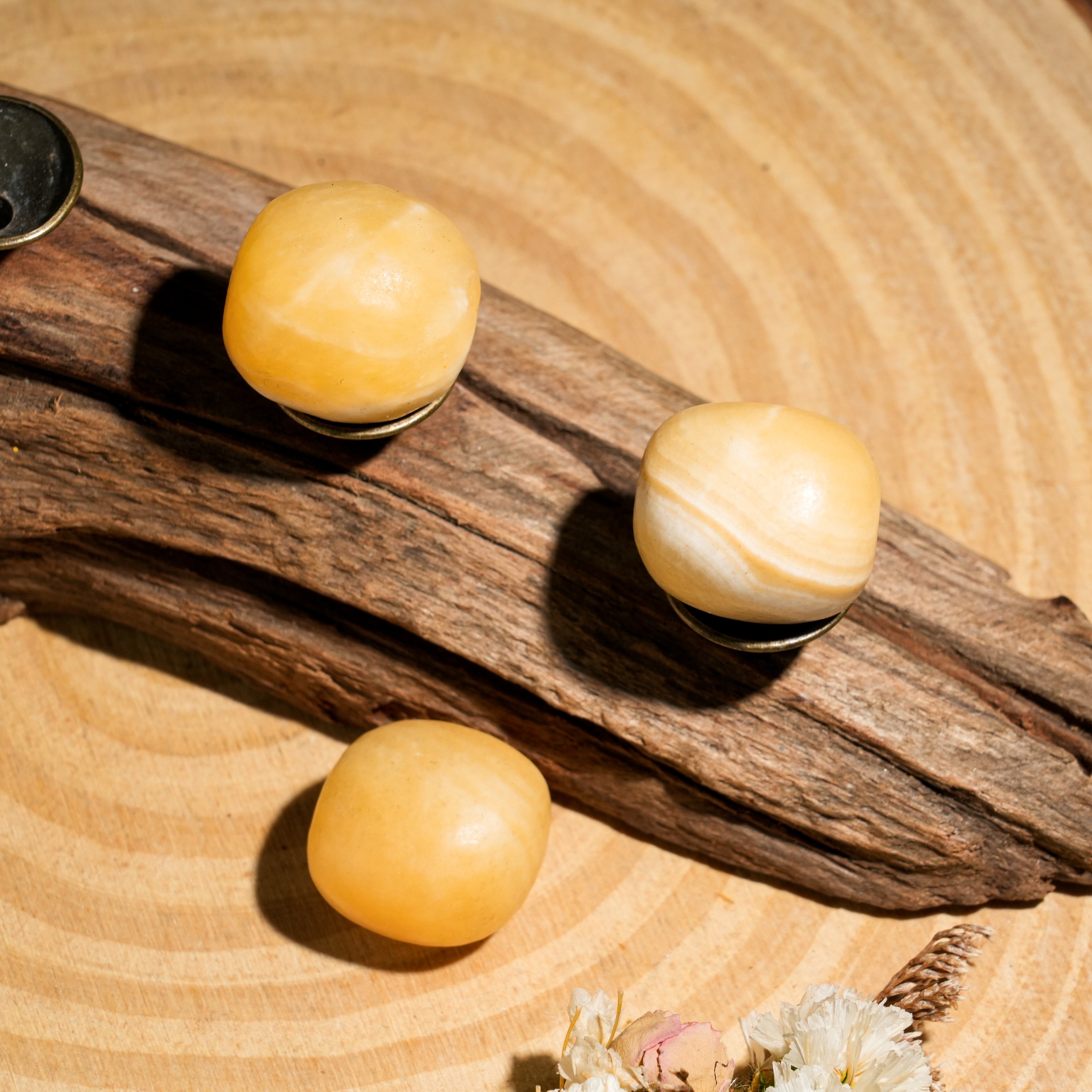 Yellow Calcite Tumbled Stone Set-Helmsman Crystal