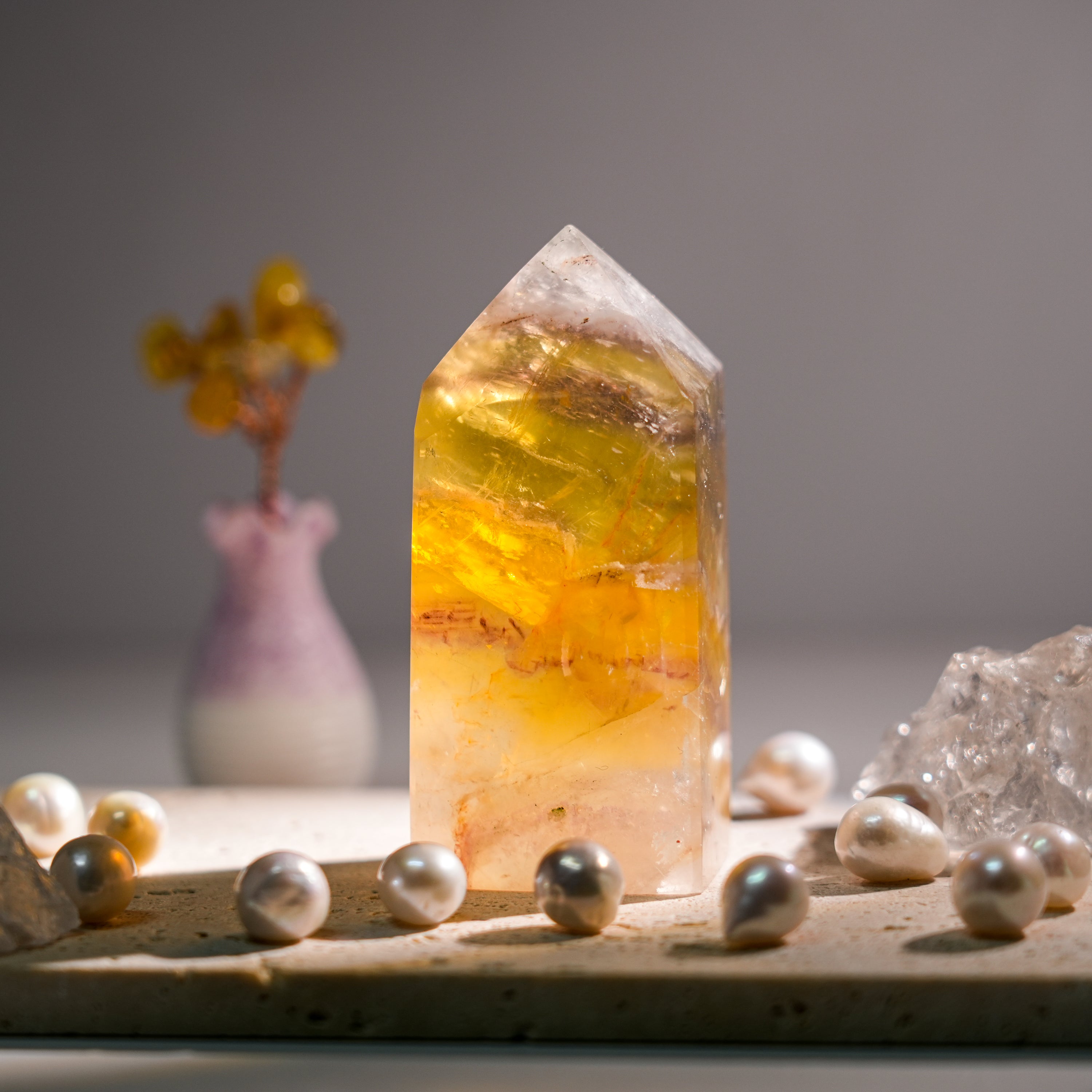 Yellow Candy Fluorite Tower-Helmsman Crystal