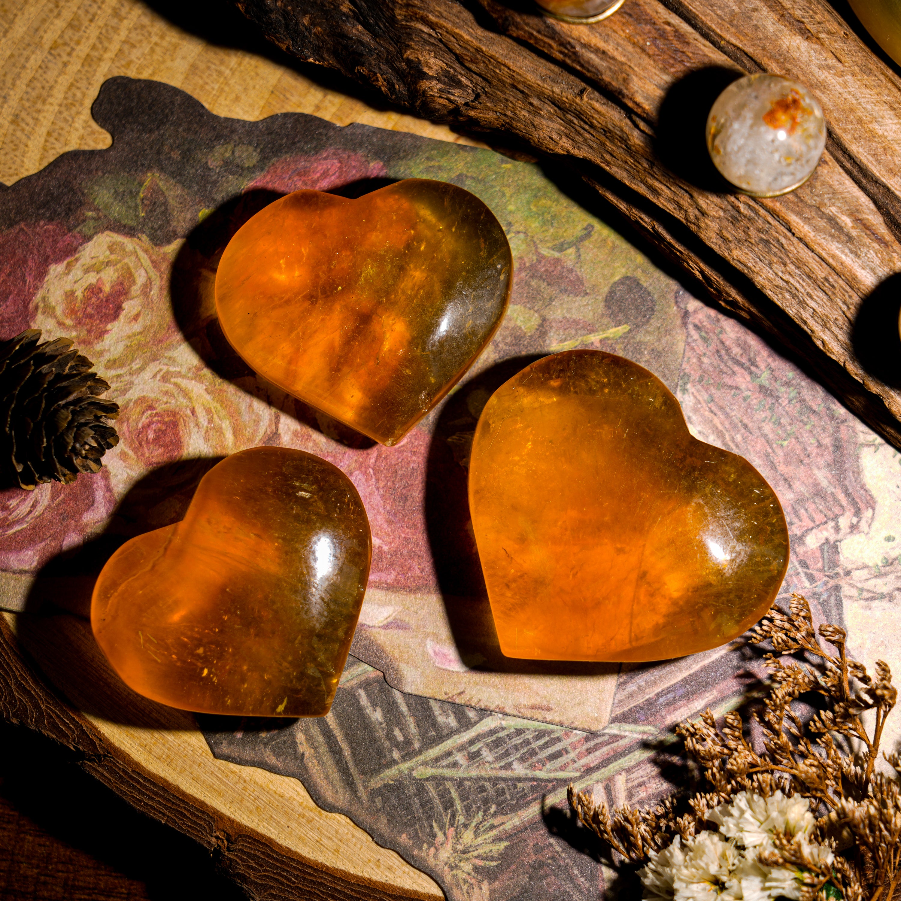 Yellow Fluorite Heart-Helmsman Crystal
