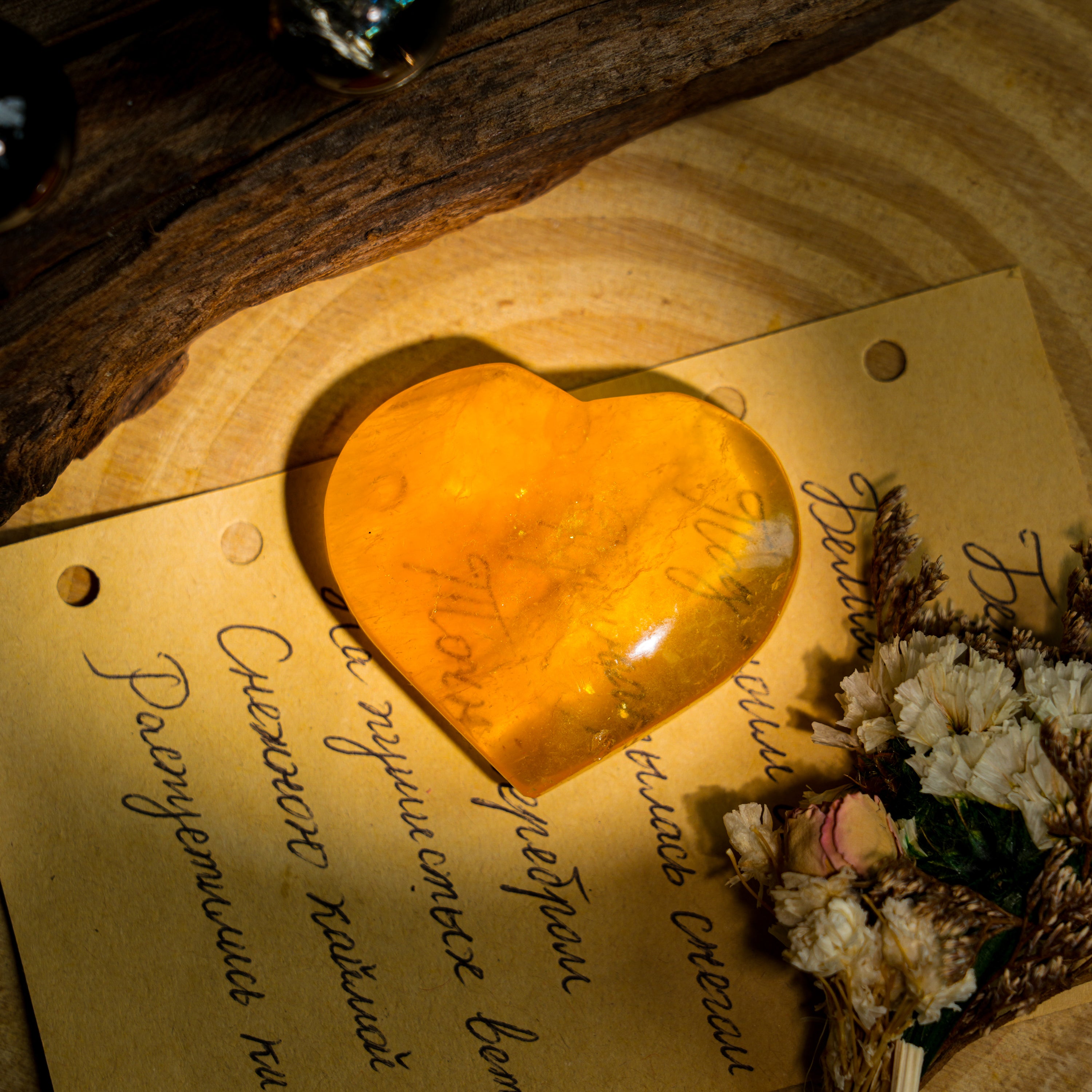 Yellow Fluorite Heart-Helmsman Crystal