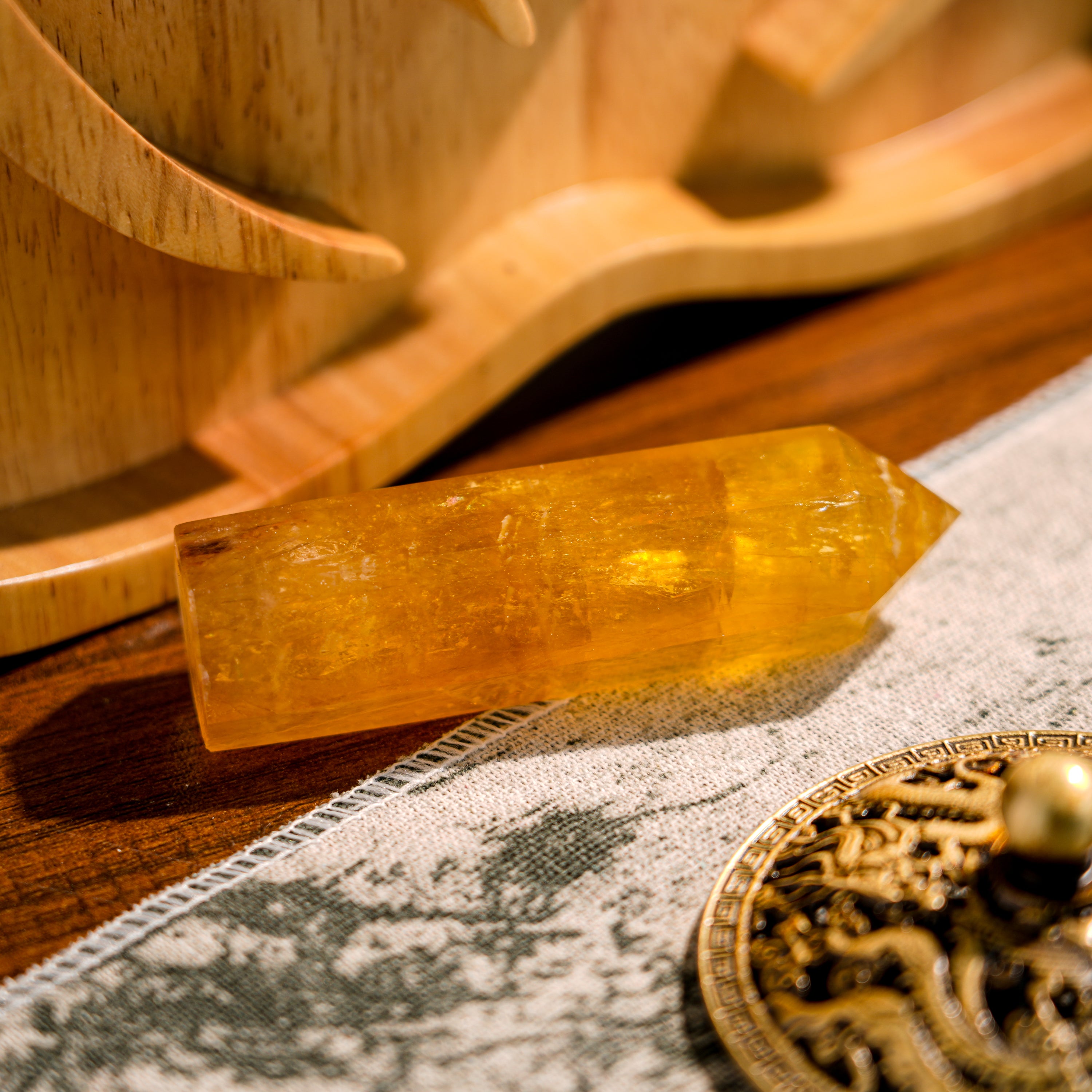 Yellow Fluorite Point-Helmsman Crystal