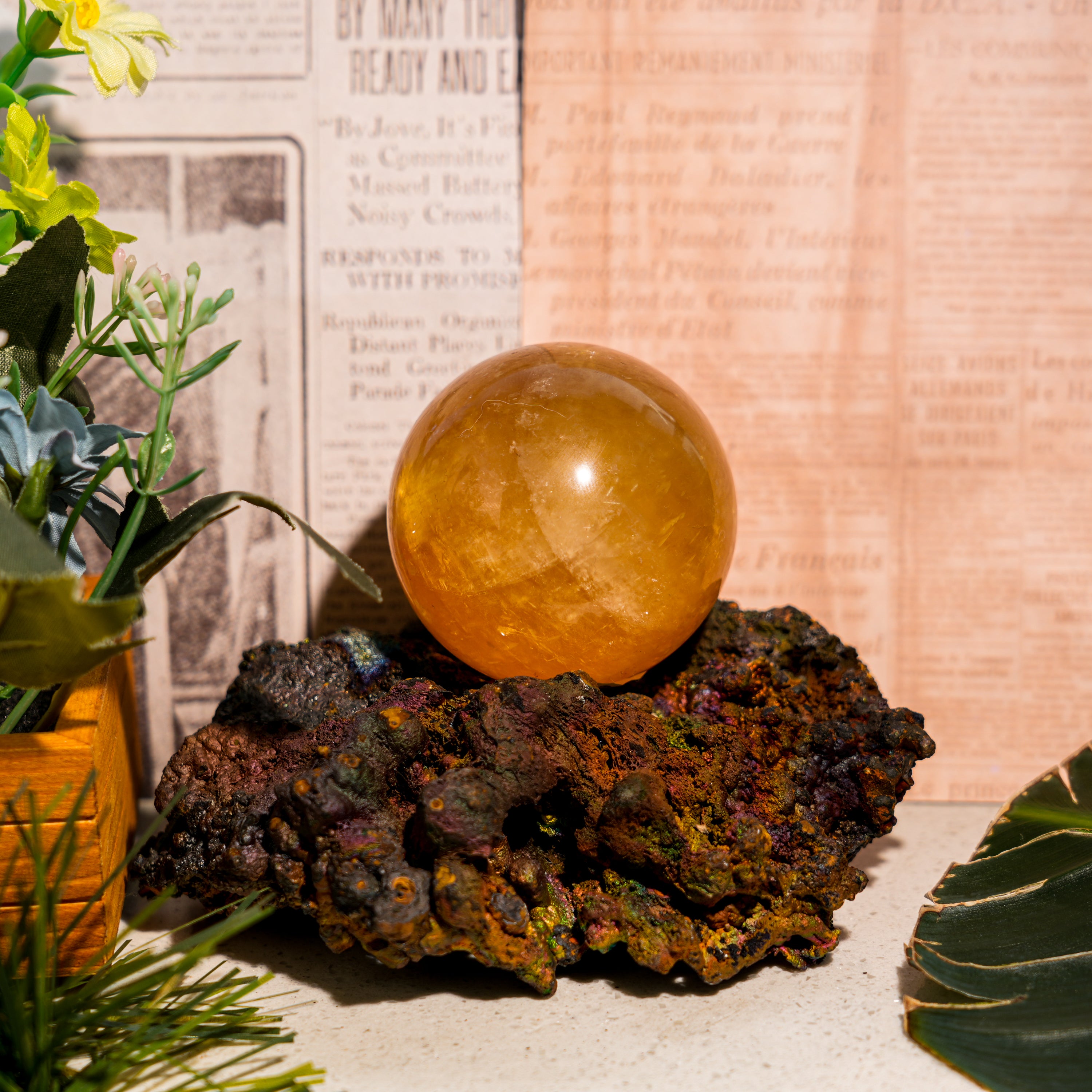 Yellow Fluorite Sphere-Helmsman Crystal