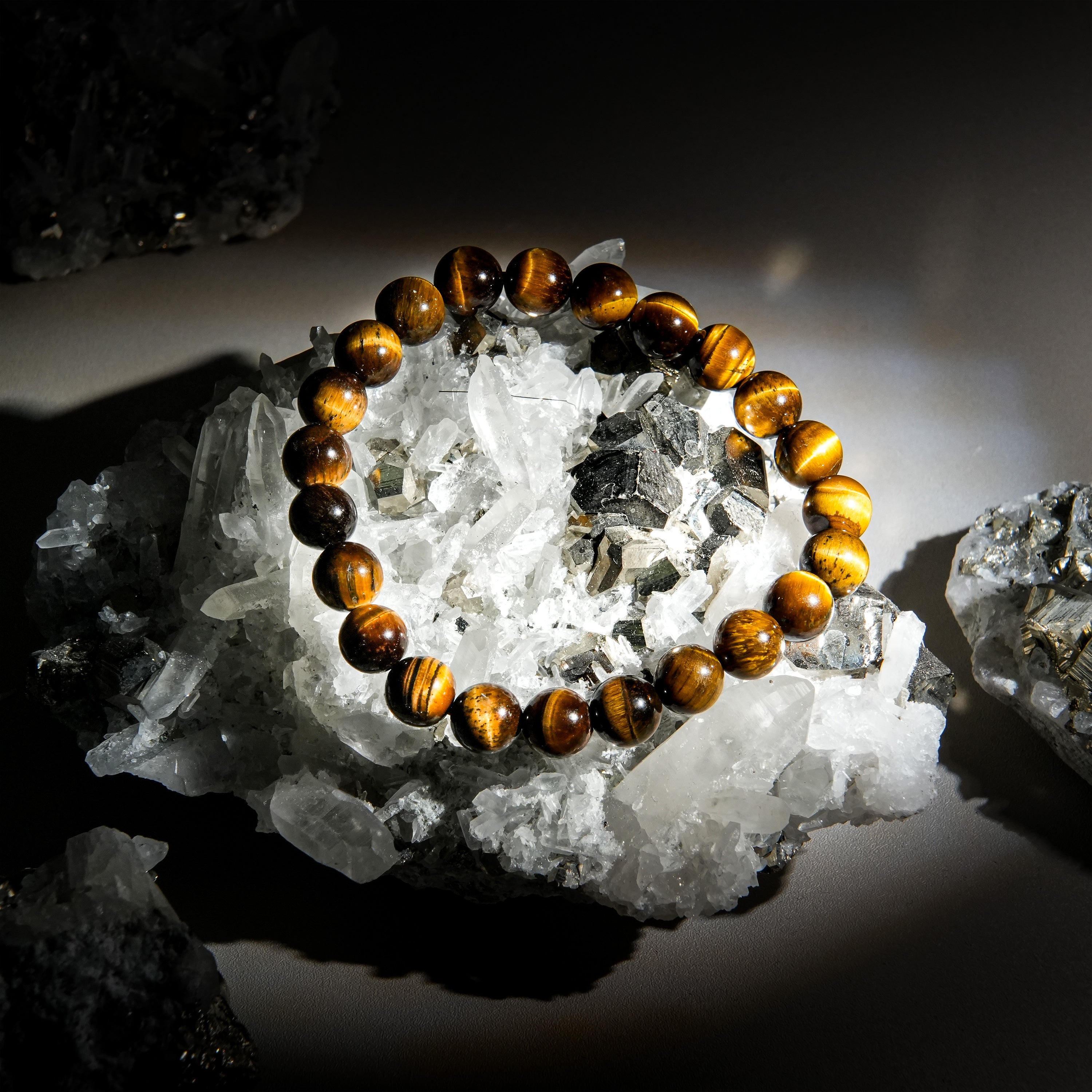 Yellow Tiger Eye Beads Bracelet-Helmsman Crystal