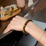 Yellow Tiger Eye Beads Bracelet-Helmsman Crystal