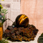 Yellow Tiger Eye Stone Sphere-Helmsman Crystal