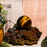 Yellow Tiger Eye Stone Sphere-Helmsman Crystal