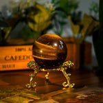 Yellow Tiger Eye Stone Sphere-Helmsman Crystal