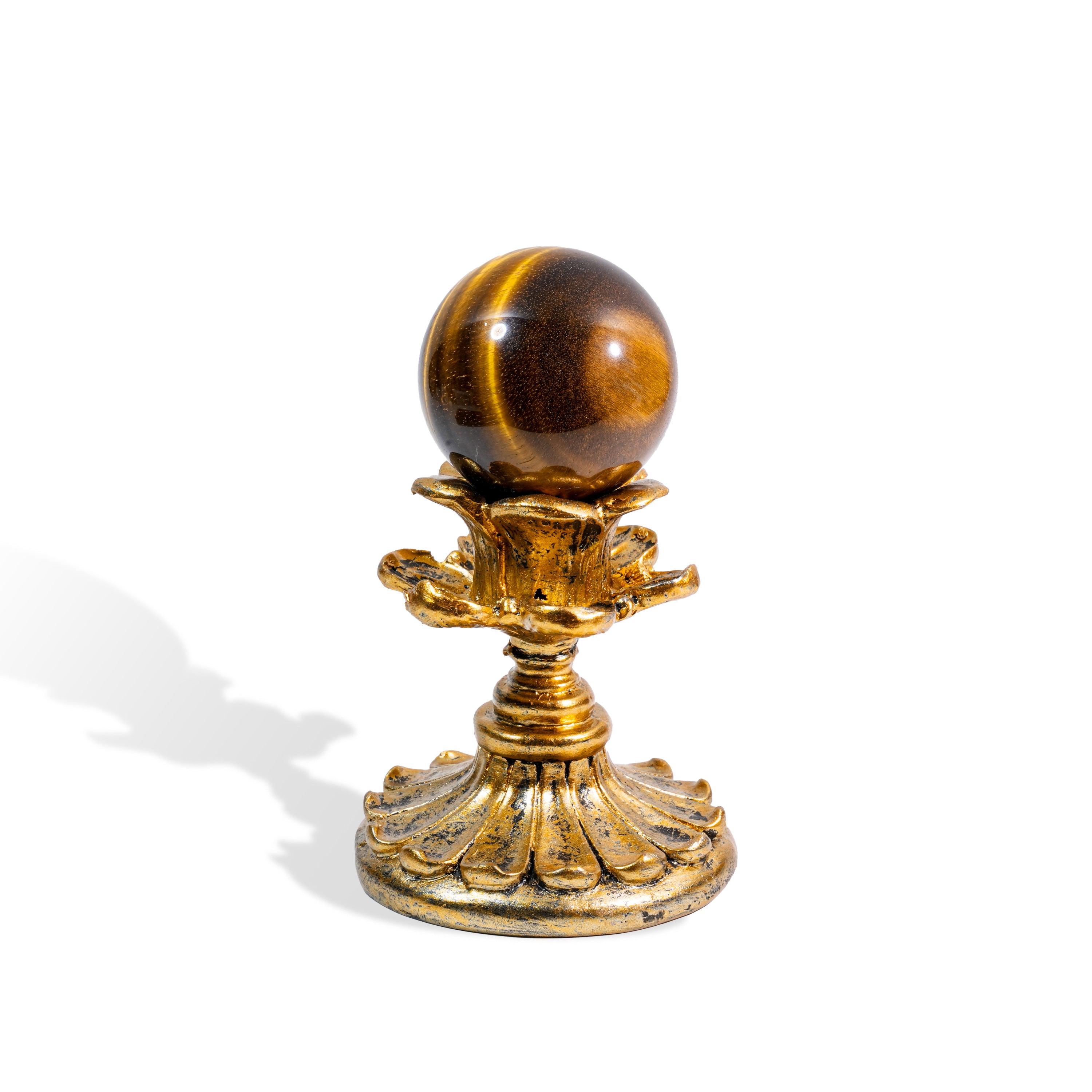 Yellow Tiger Eye Stone Sphere-Helmsman Crystal