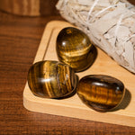 Yellow Tiger Eye Tumbled Stone Set-Helmsman Crystal