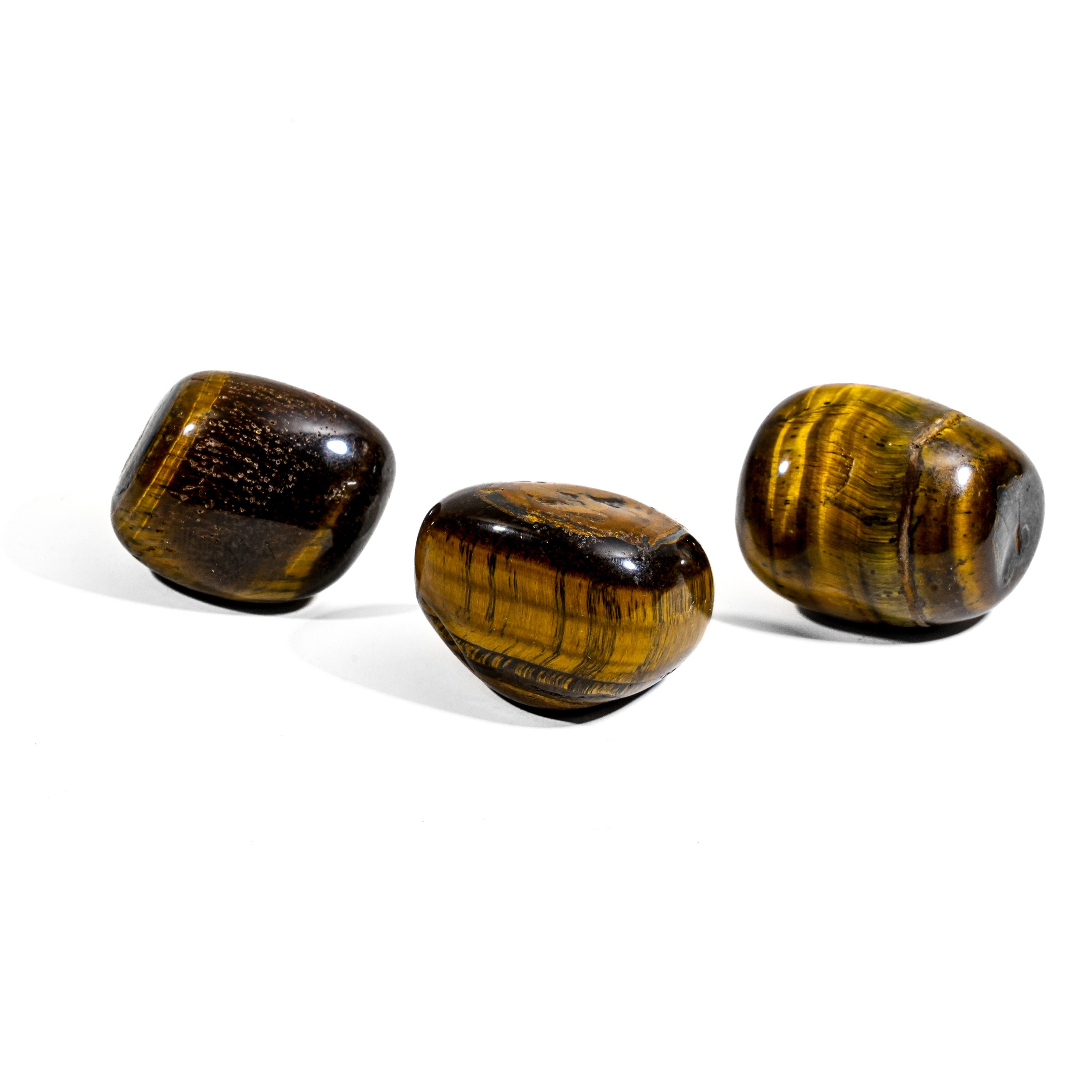 Yellow Tiger Eye Tumbled Stone Set-Helmsman Crystal