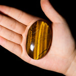 Yellow Tiger Eyes Stone Palm Stone-Helmsman Crystal