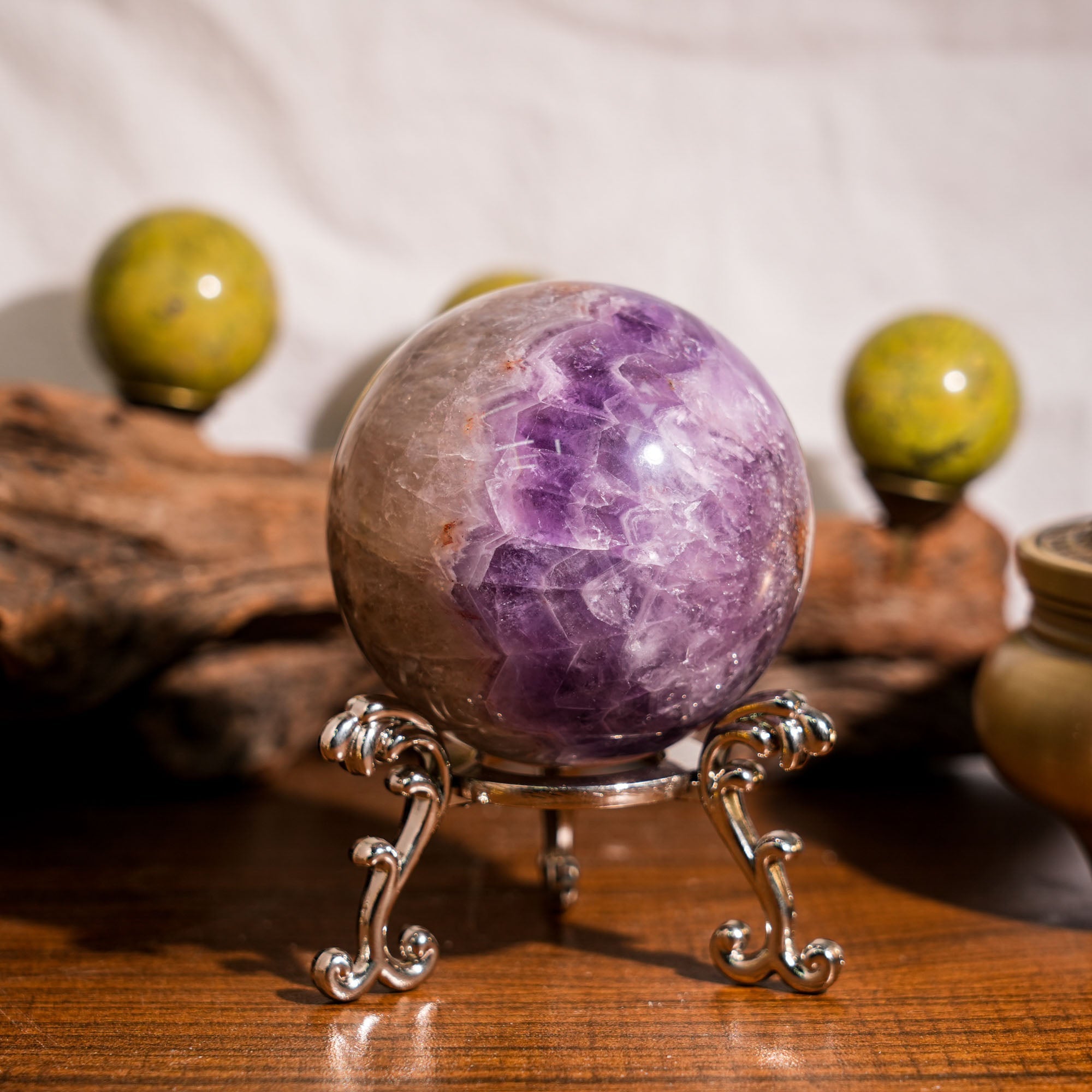 Amethyst Agate Sphere - helmsman - crystal