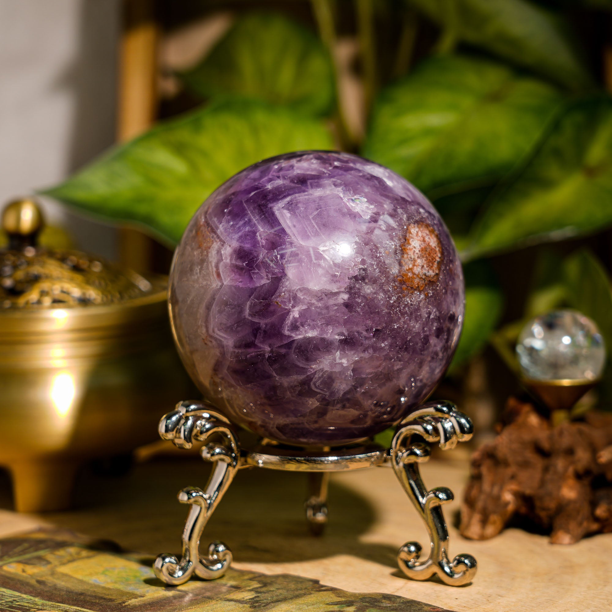 Amethyst Agate Sphere - helmsman - crystal