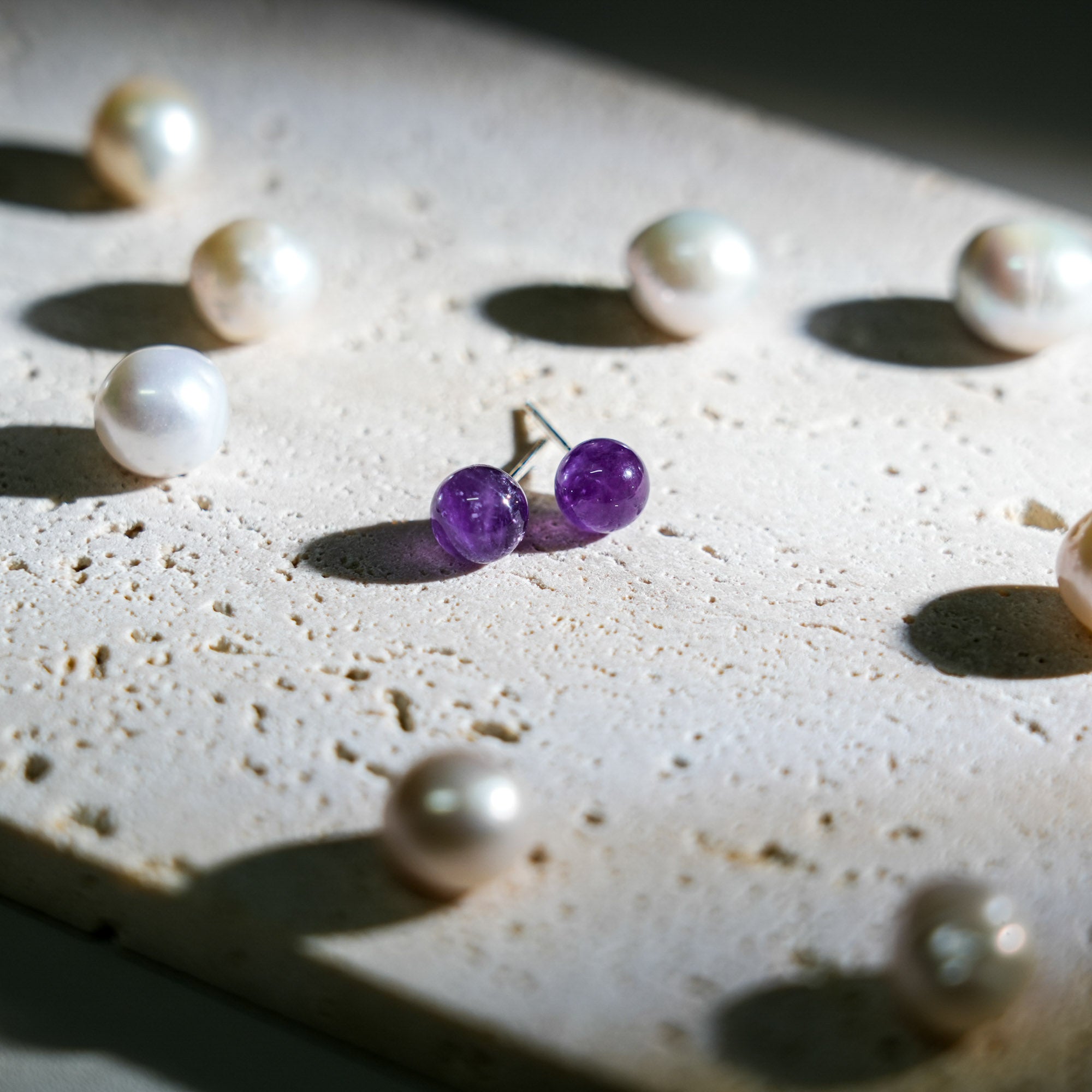 Amethyst Earrings - helmsman - crystal