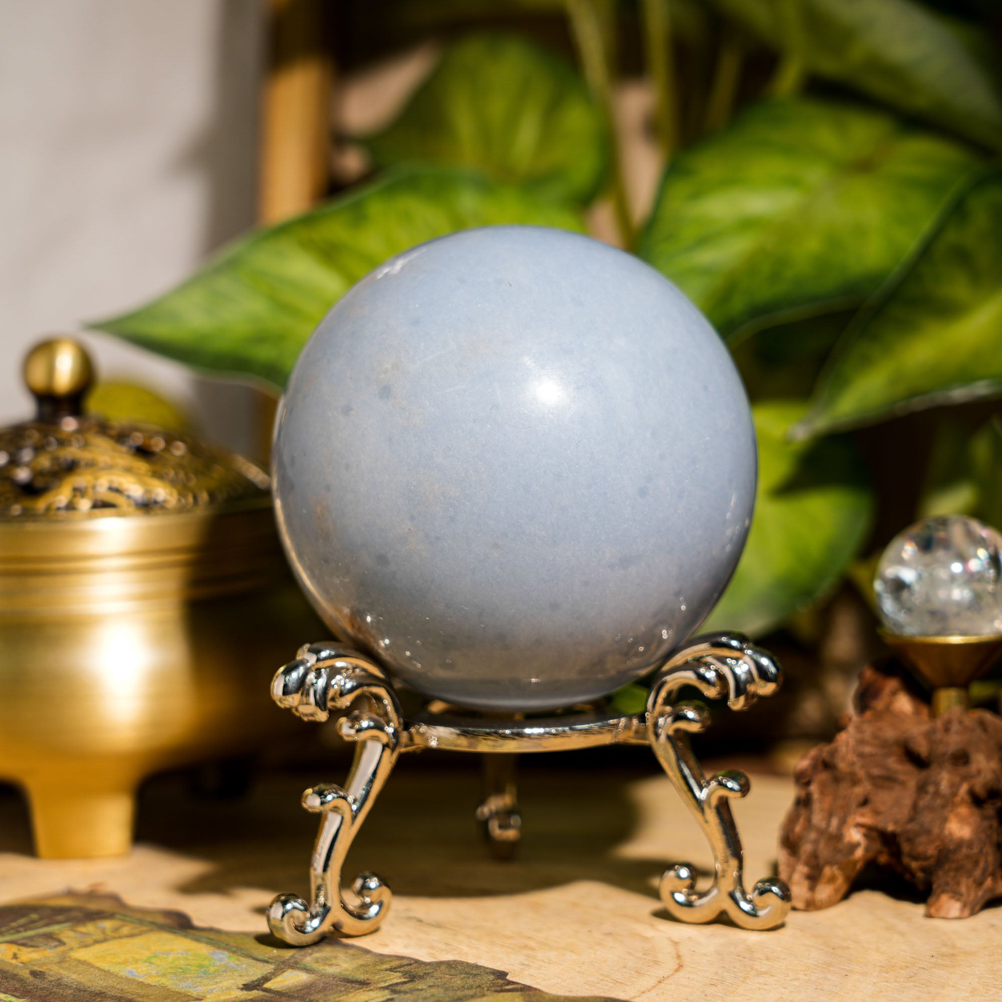 Angelite Sphere - helmsman - crystal