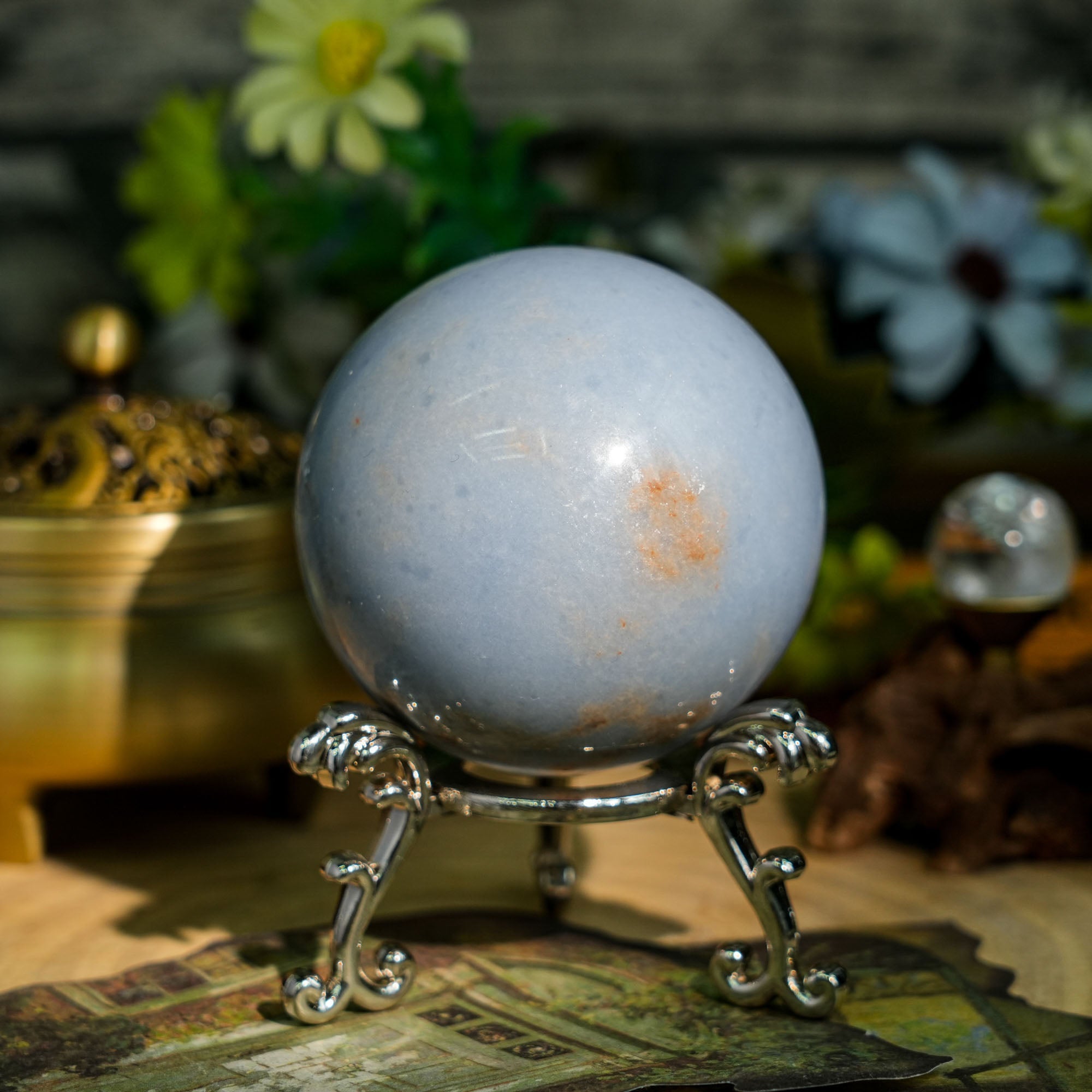 Angelite Sphere - helmsman - crystal