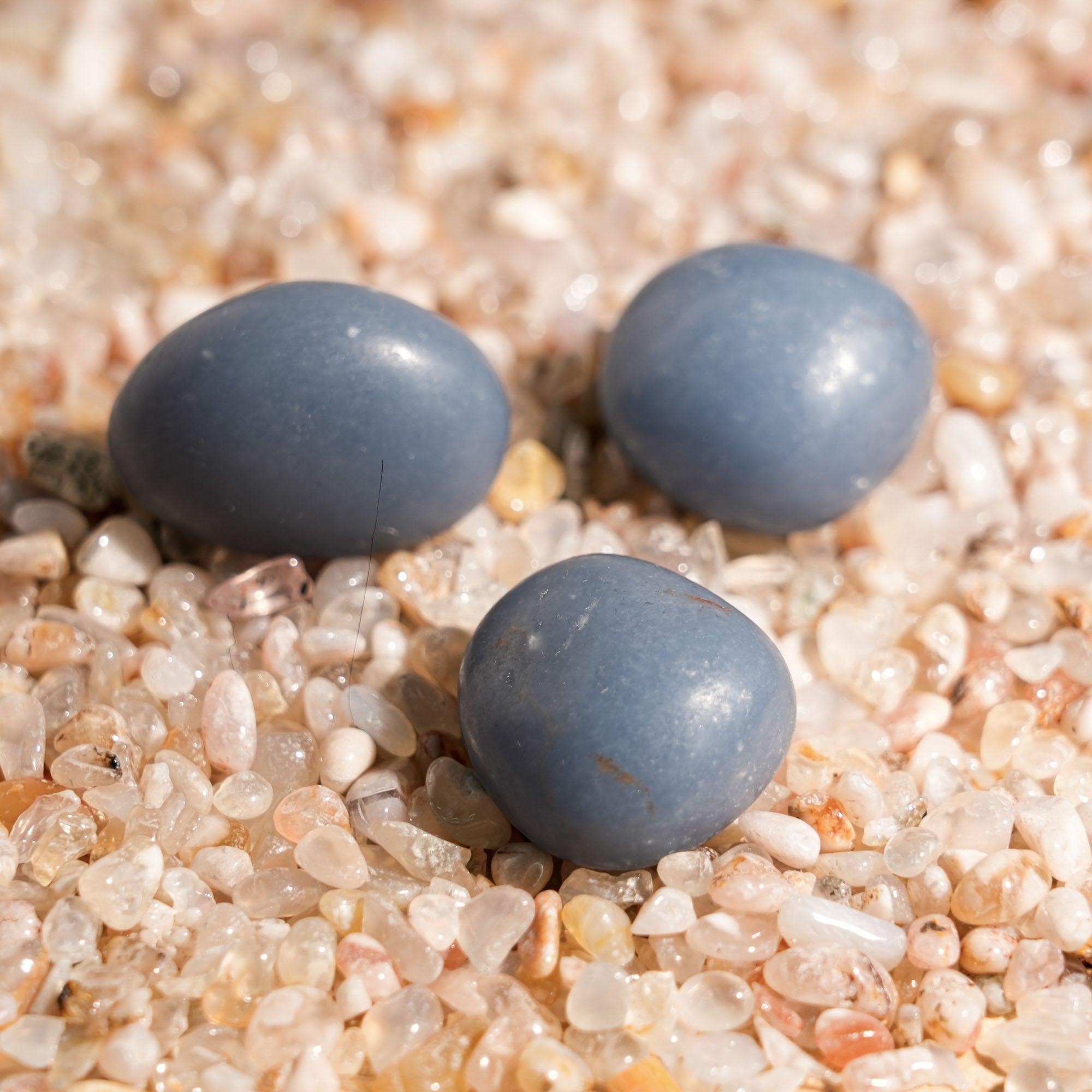 Angelite Tumbled Stone Set - helmsman - crystal